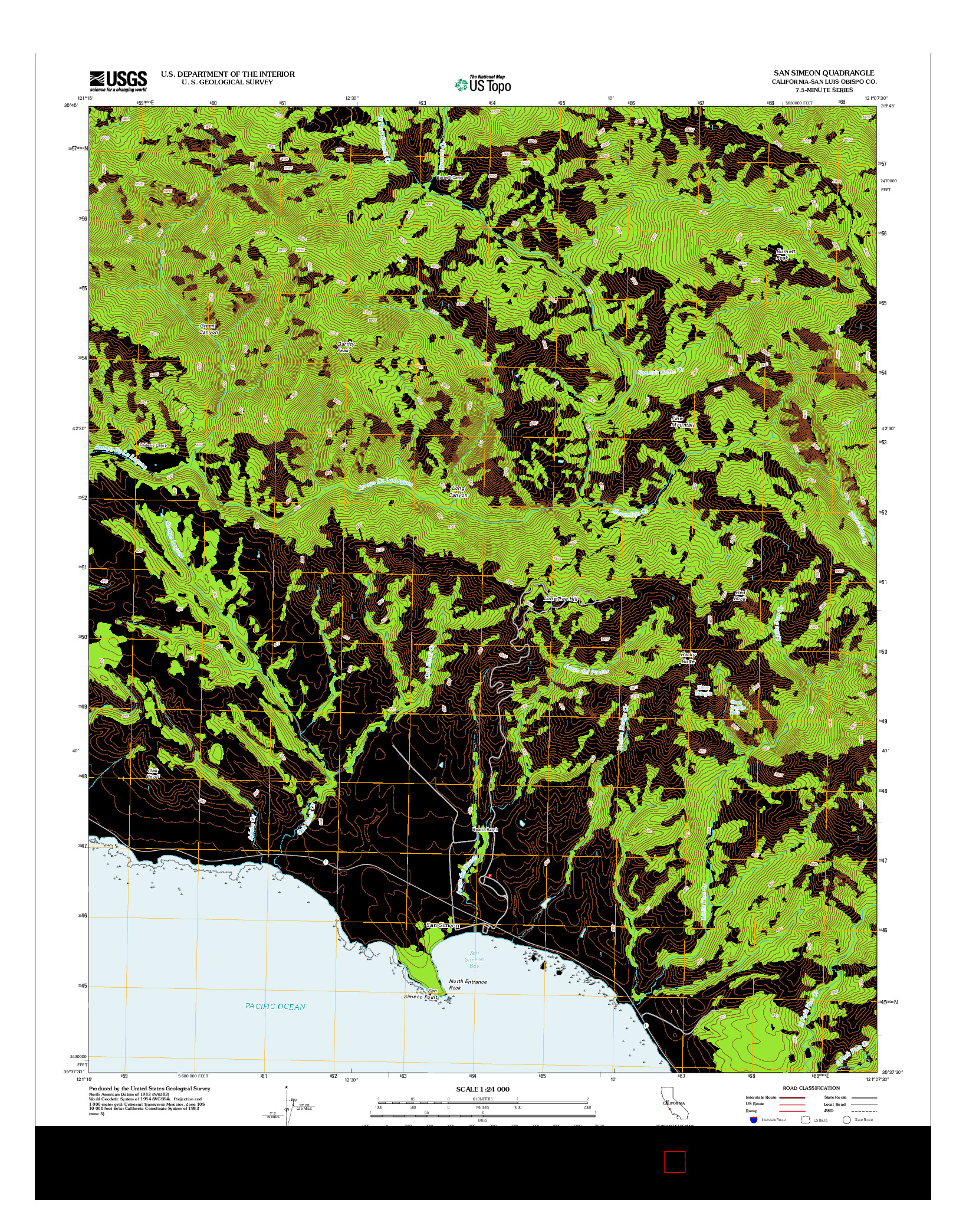 USGS US TOPO 7.5-MINUTE MAP FOR SAN SIMEON, CA 2012