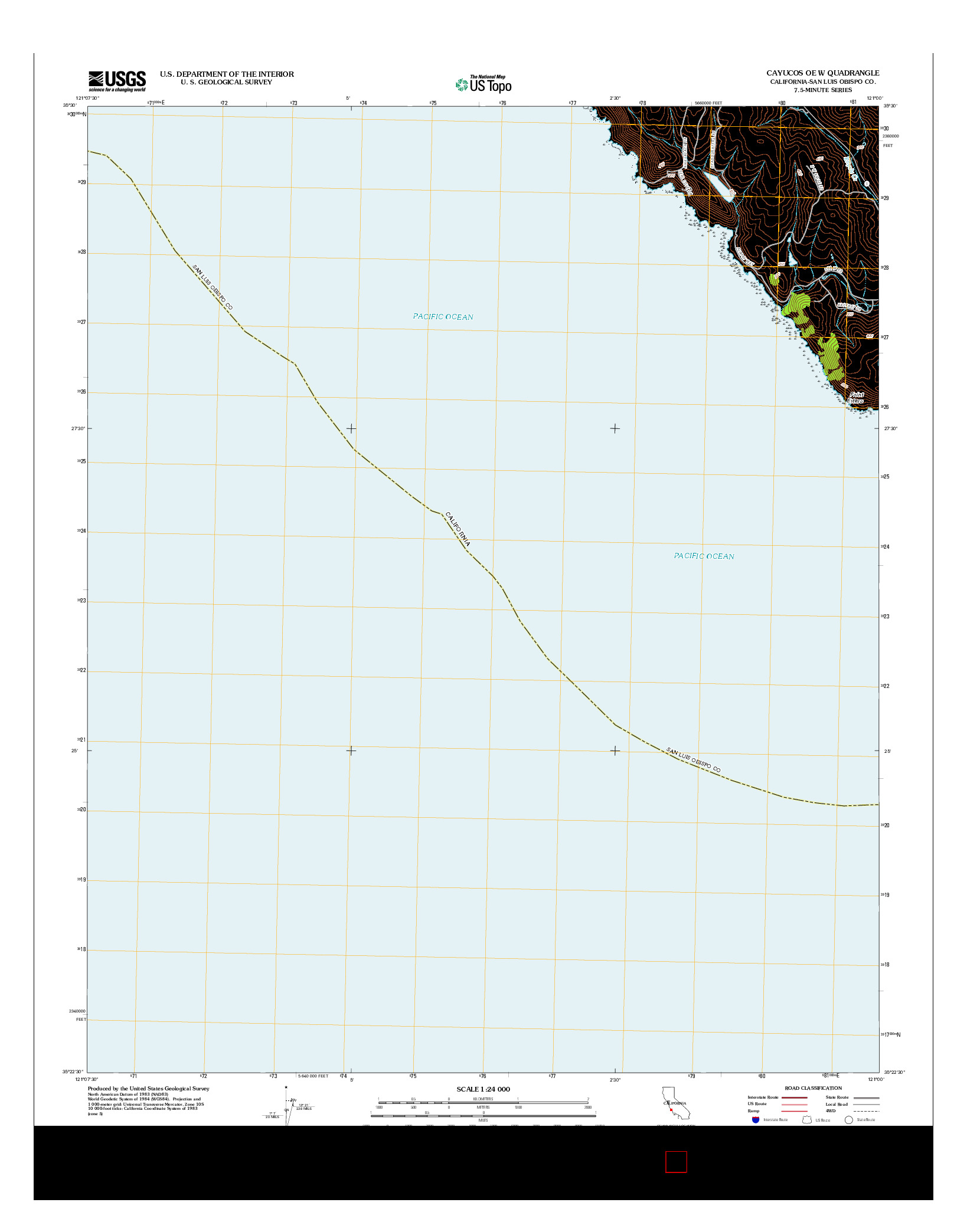 USGS US TOPO 7.5-MINUTE MAP FOR CAYUCOS OE W, CA 2012