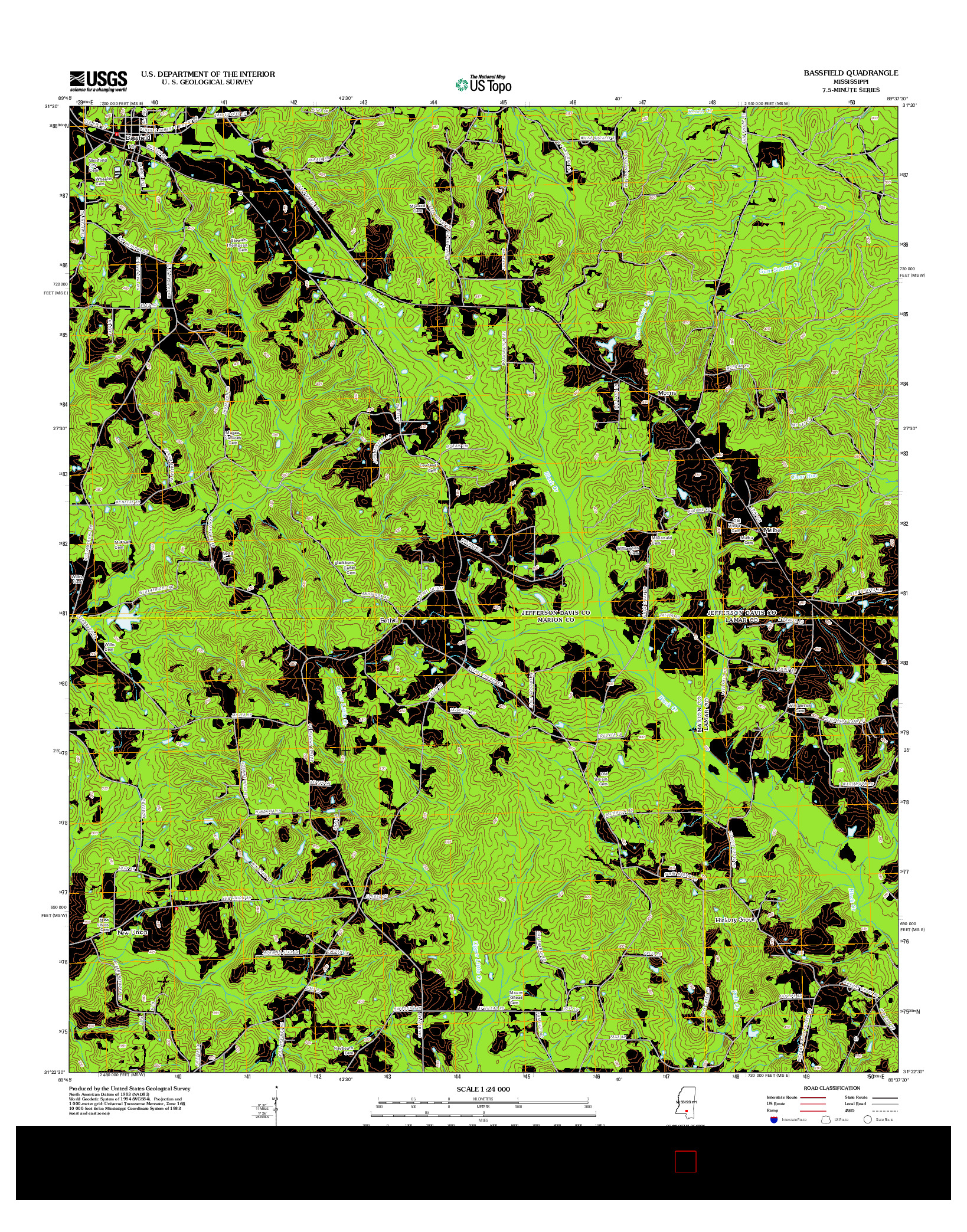 USGS US TOPO 7.5-MINUTE MAP FOR BASSFIELD, MS 2012