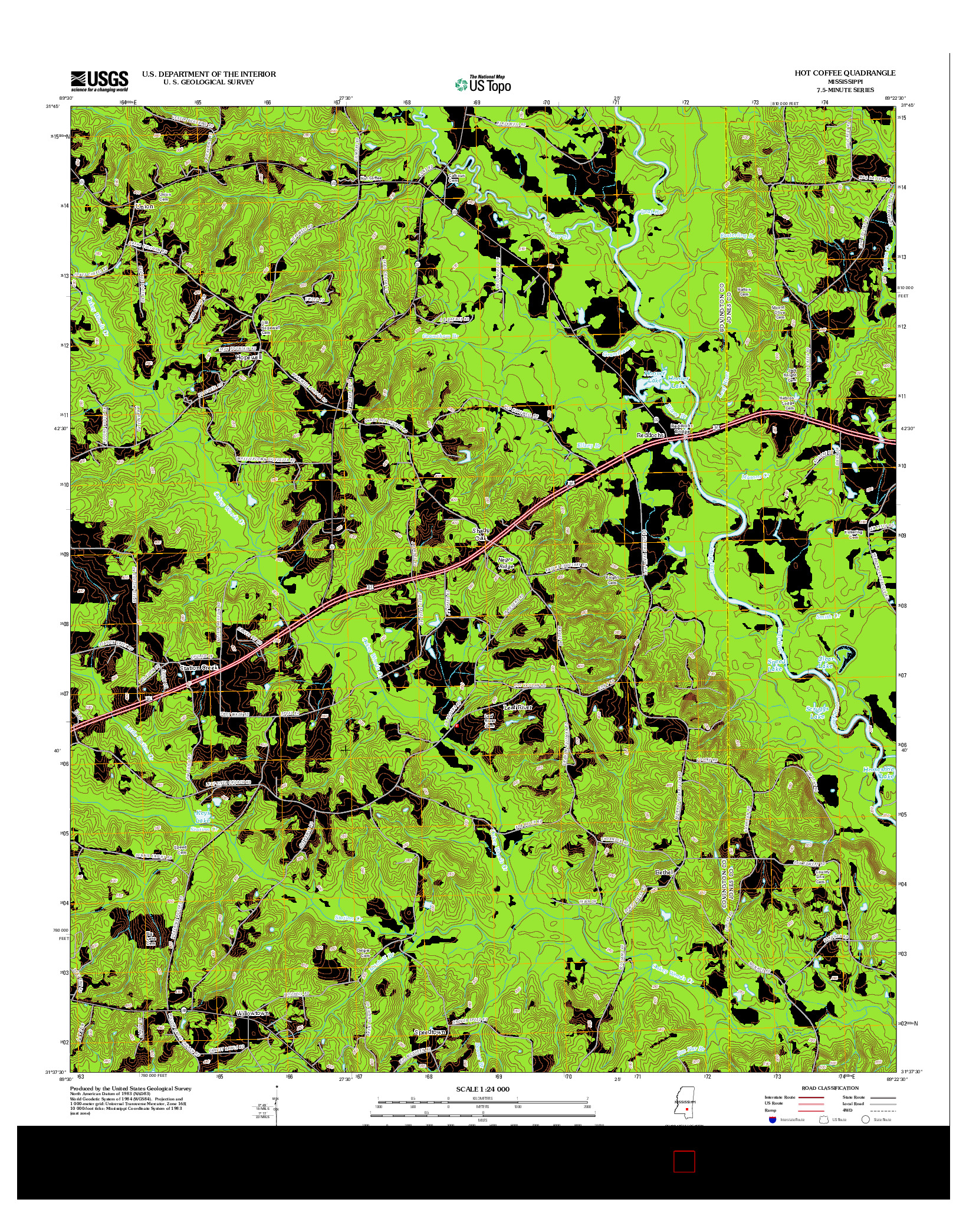 USGS US TOPO 7.5-MINUTE MAP FOR HOT COFFEE, MS 2012