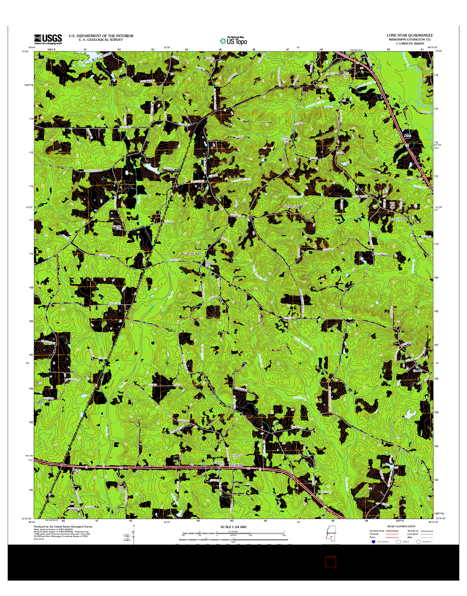 USGS US TOPO 7.5-MINUTE MAP FOR LONE STAR, MS 2012