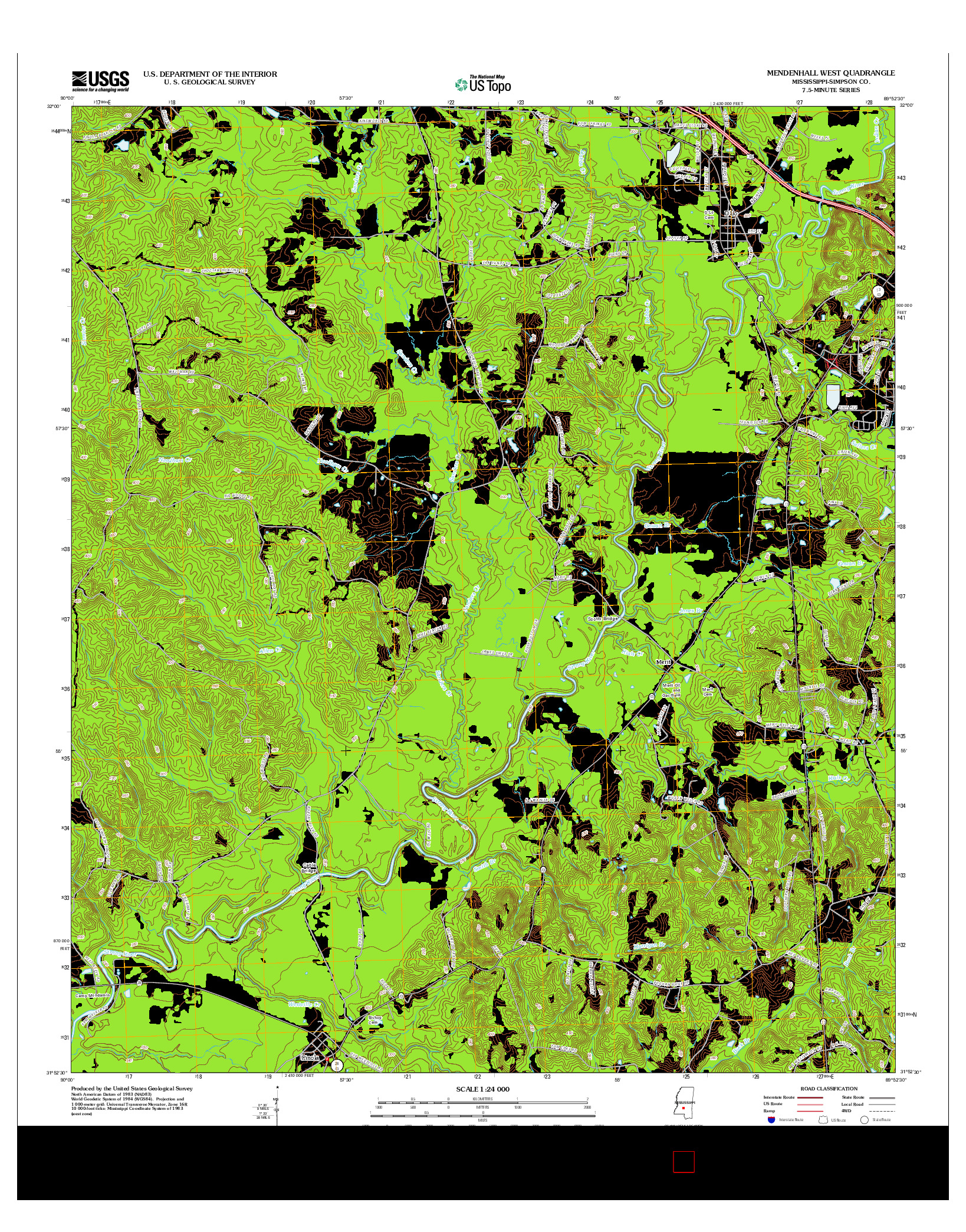 USGS US TOPO 7.5-MINUTE MAP FOR MENDENHALL WEST, MS 2012