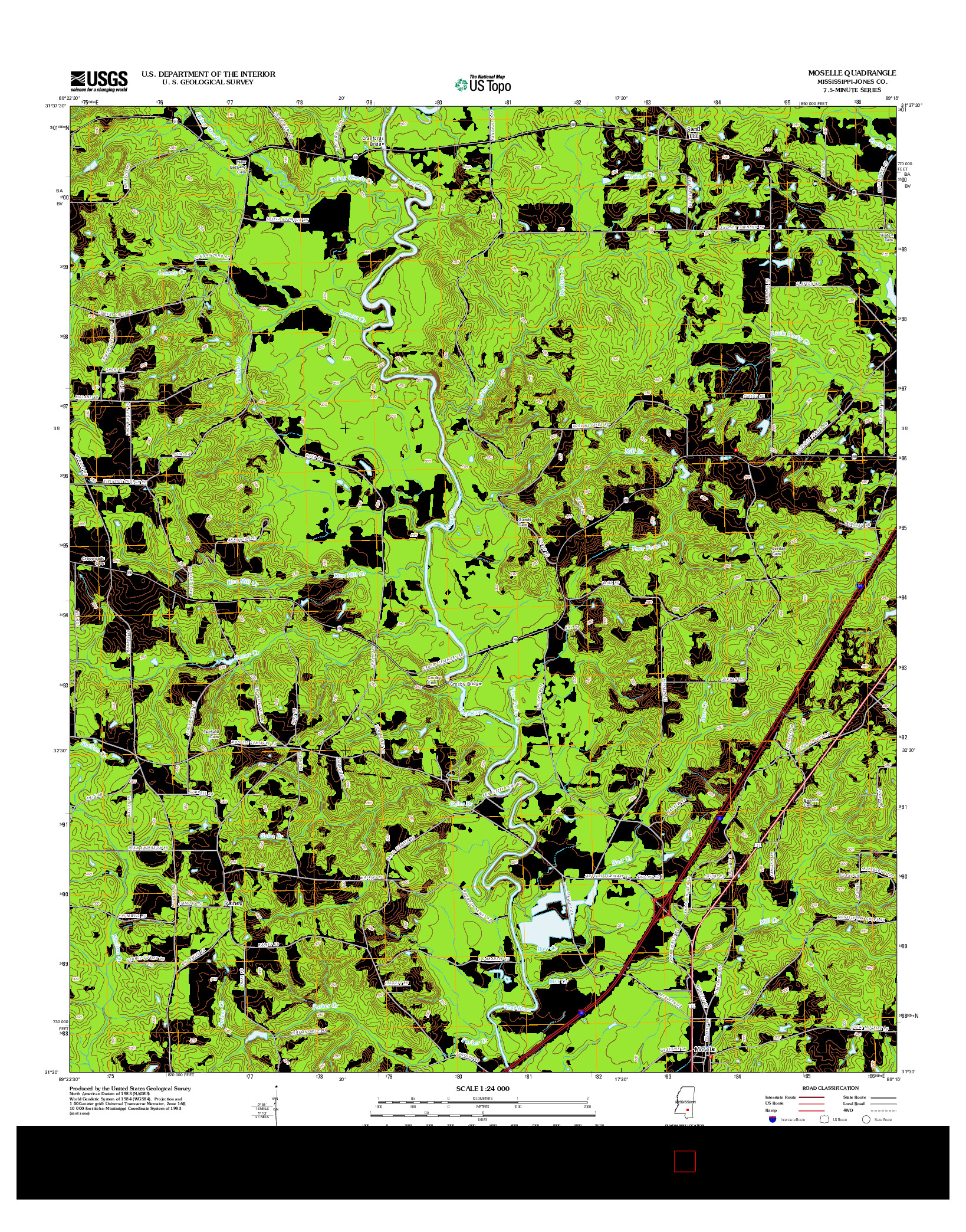 USGS US TOPO 7.5-MINUTE MAP FOR MOSELLE, MS 2012