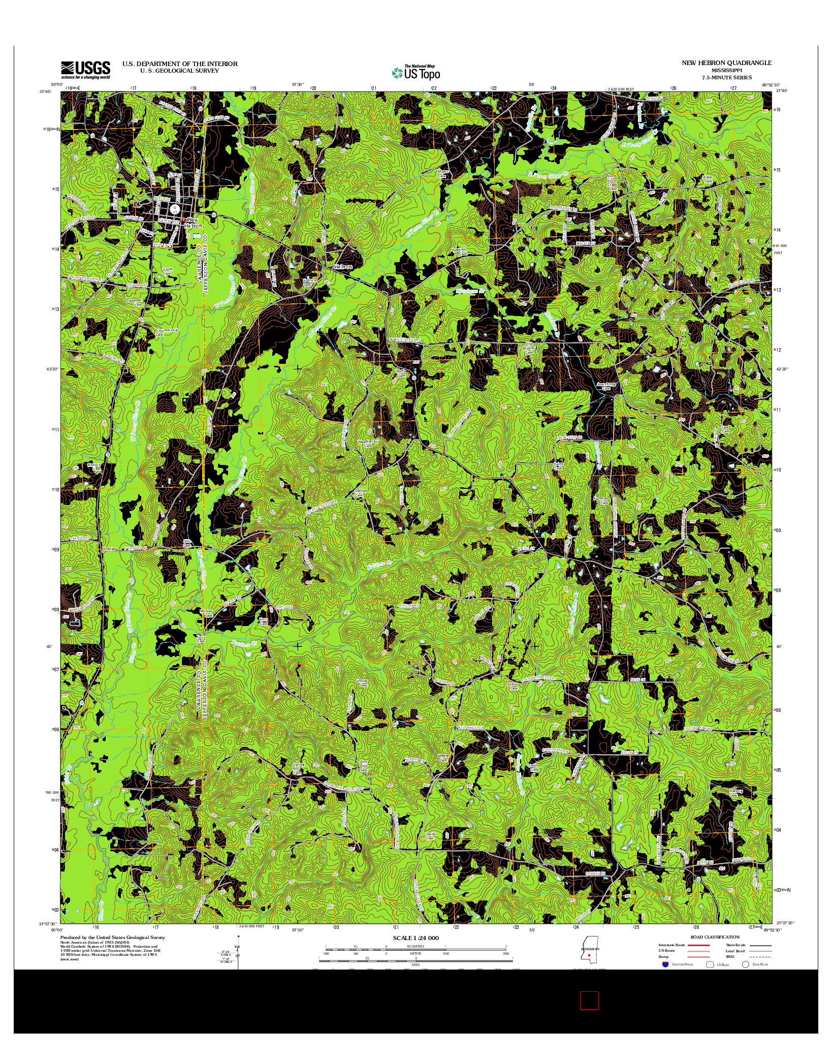 USGS US TOPO 7.5-MINUTE MAP FOR NEW HEBRON, MS 2012