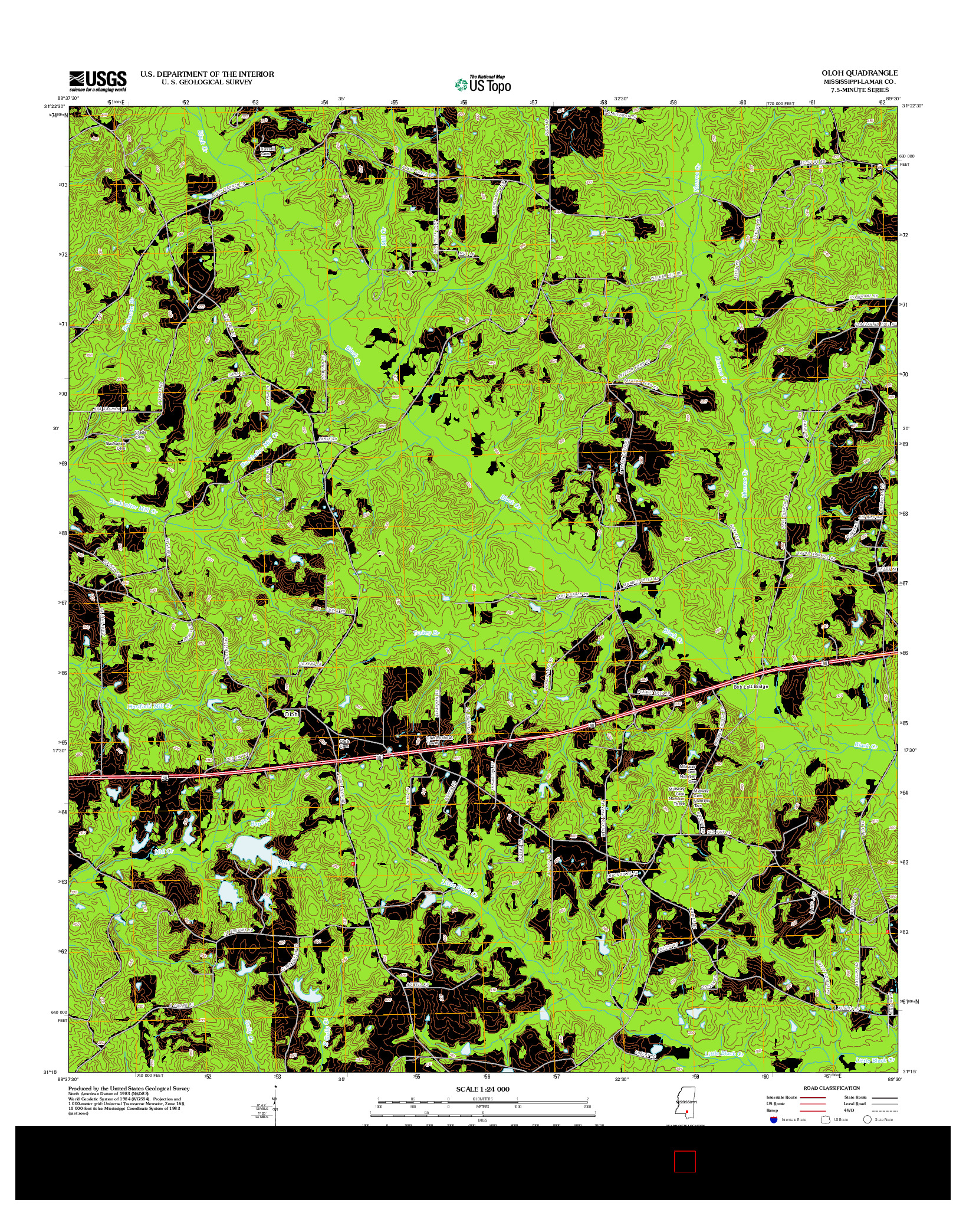 USGS US TOPO 7.5-MINUTE MAP FOR OLOH, MS 2012