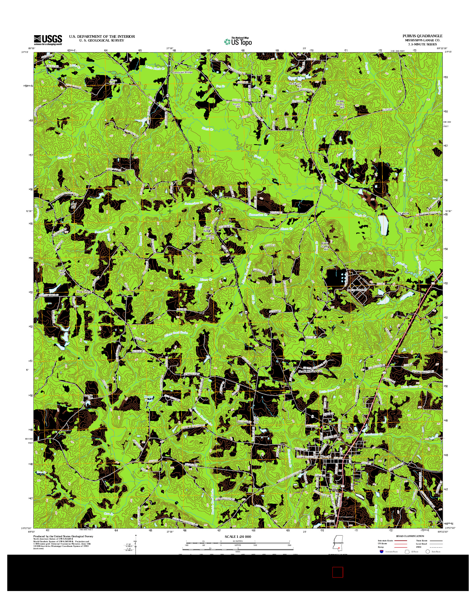 USGS US TOPO 7.5-MINUTE MAP FOR PURVIS, MS 2012