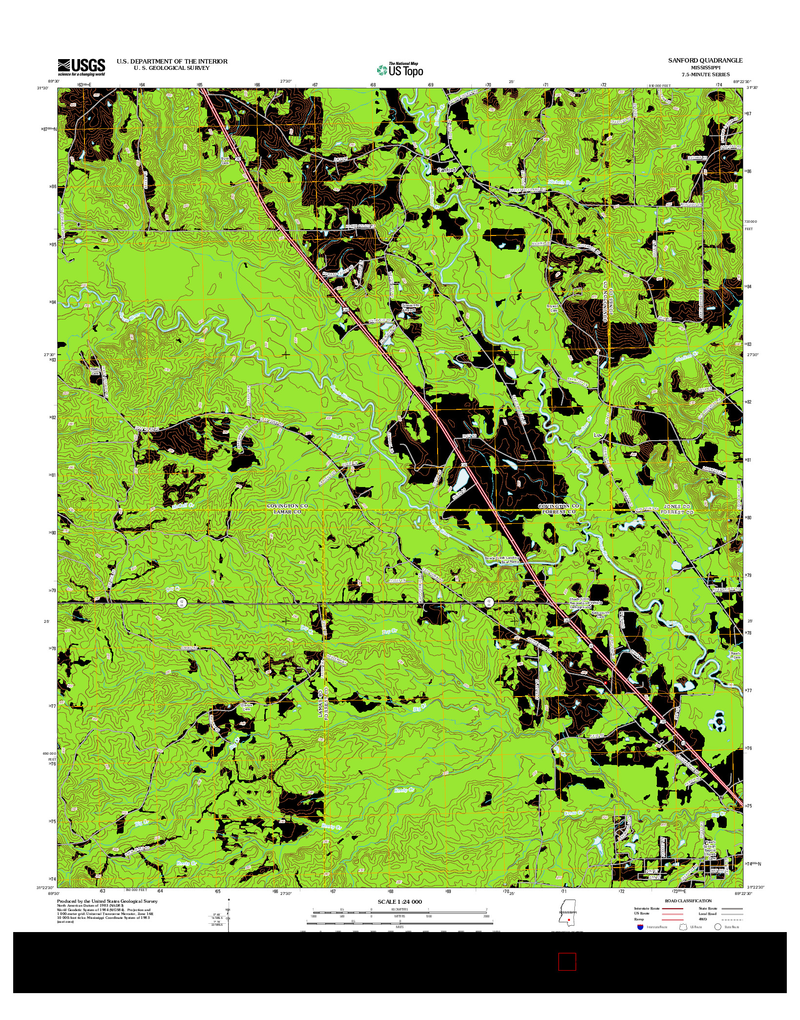 USGS US TOPO 7.5-MINUTE MAP FOR SANFORD, MS 2012
