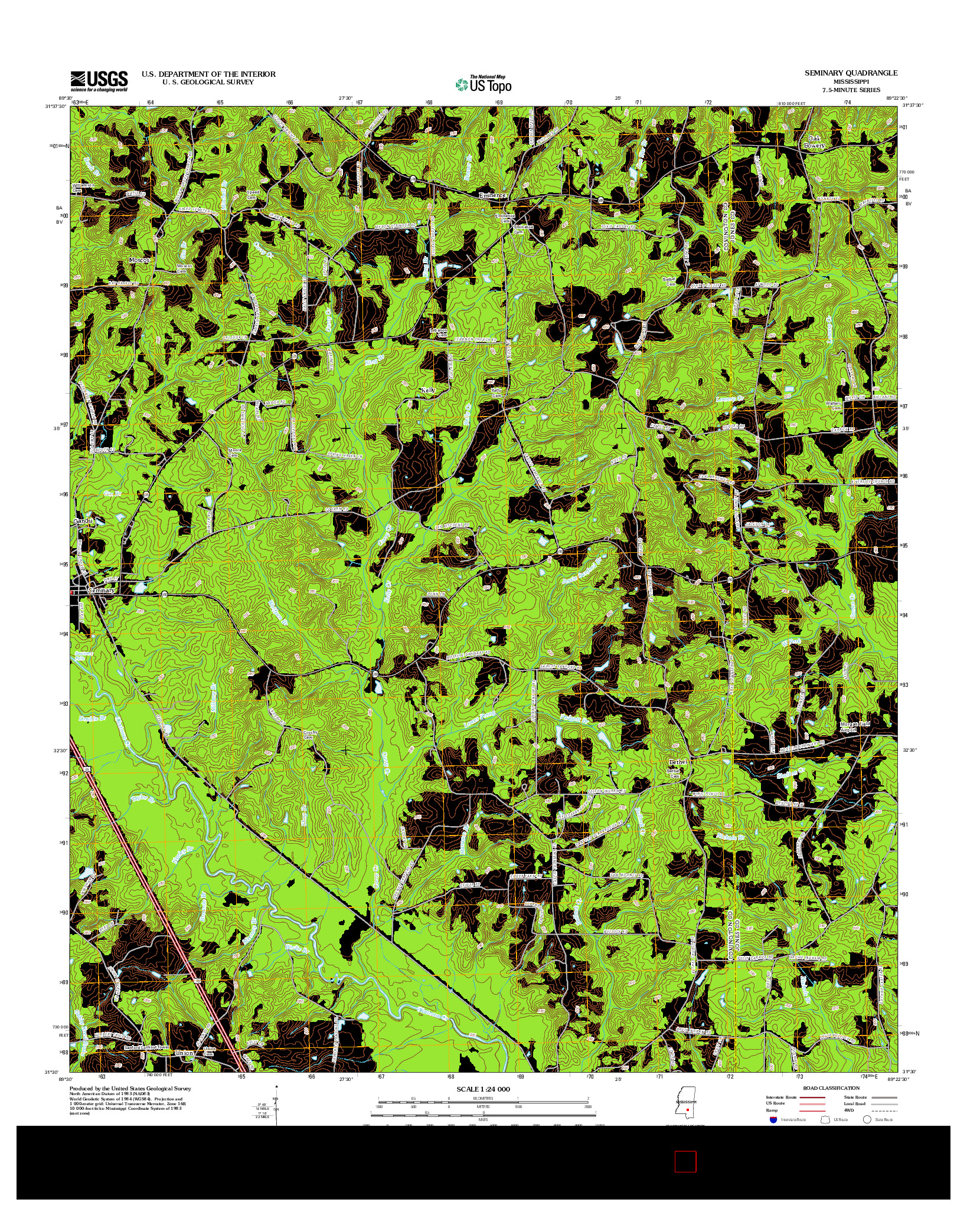 USGS US TOPO 7.5-MINUTE MAP FOR SEMINARY, MS 2012