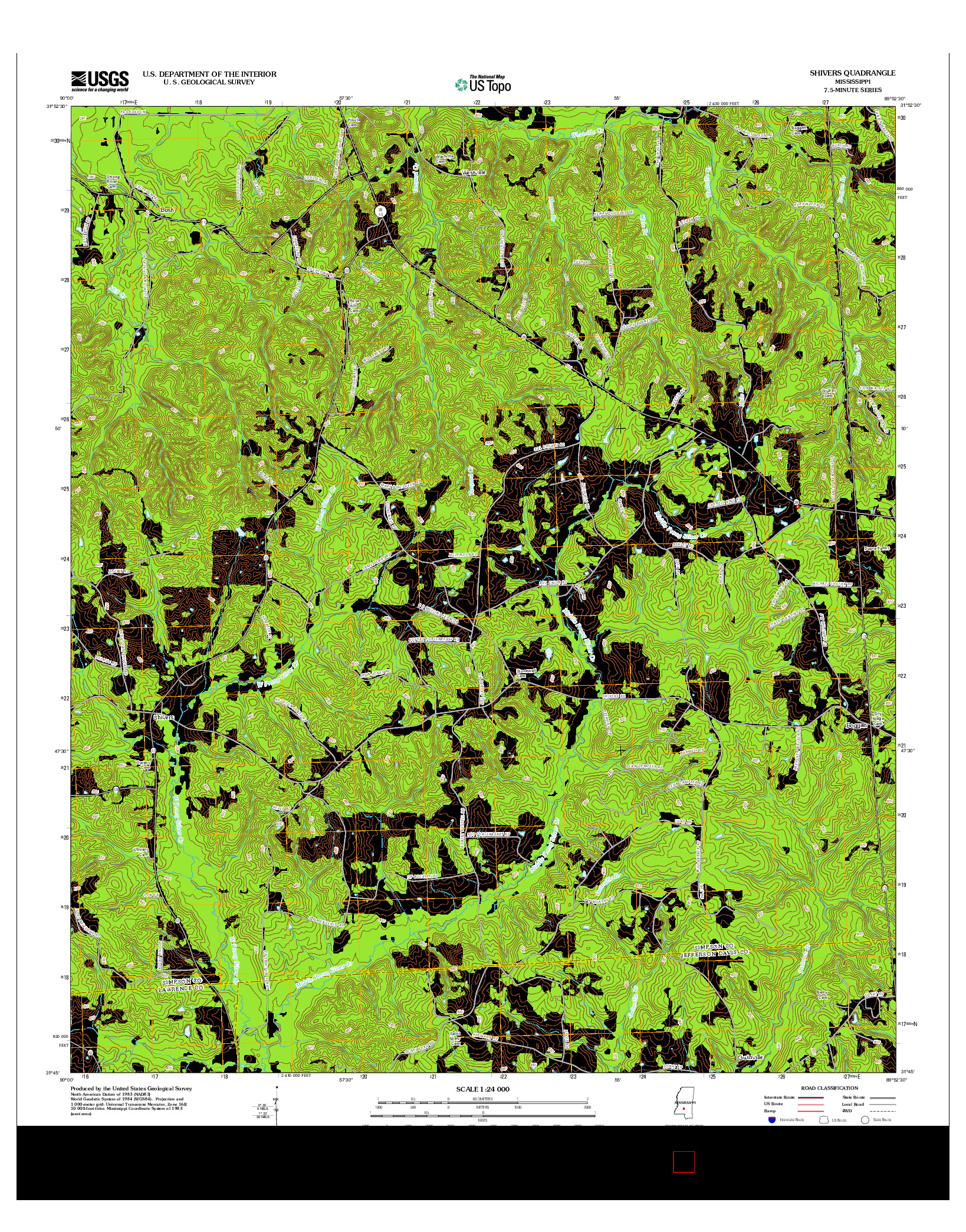 USGS US TOPO 7.5-MINUTE MAP FOR SHIVERS, MS 2012