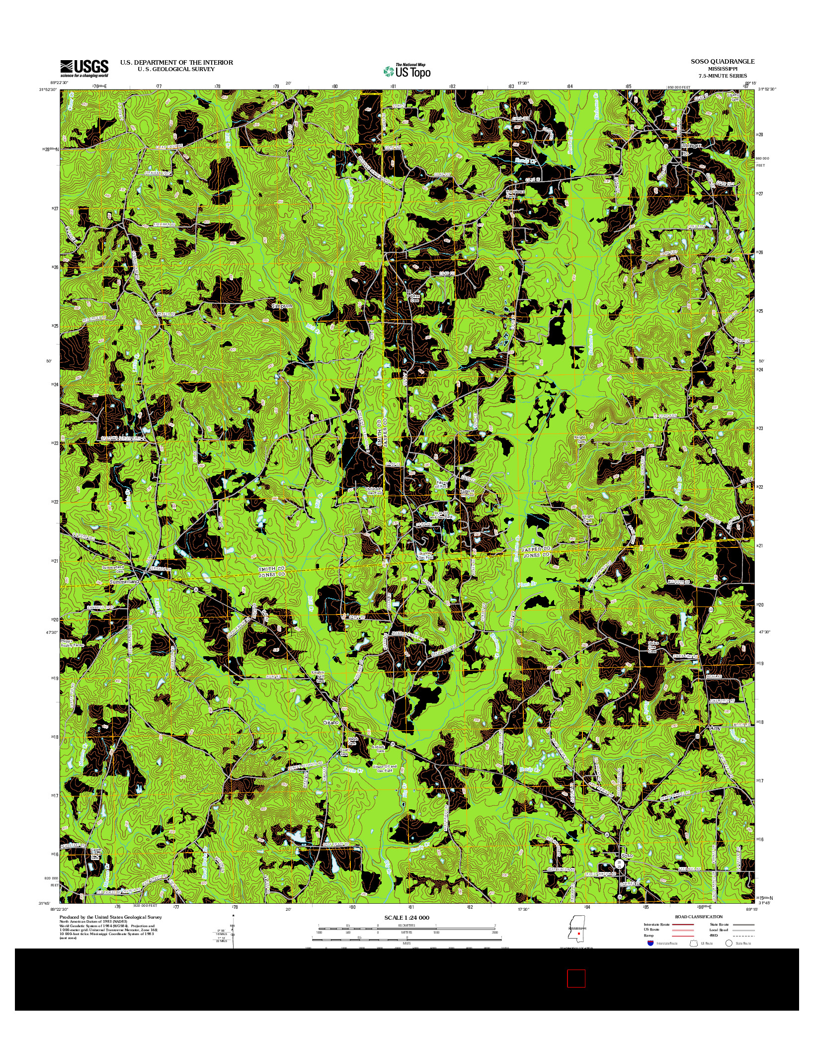 USGS US TOPO 7.5-MINUTE MAP FOR SOSO, MS 2012