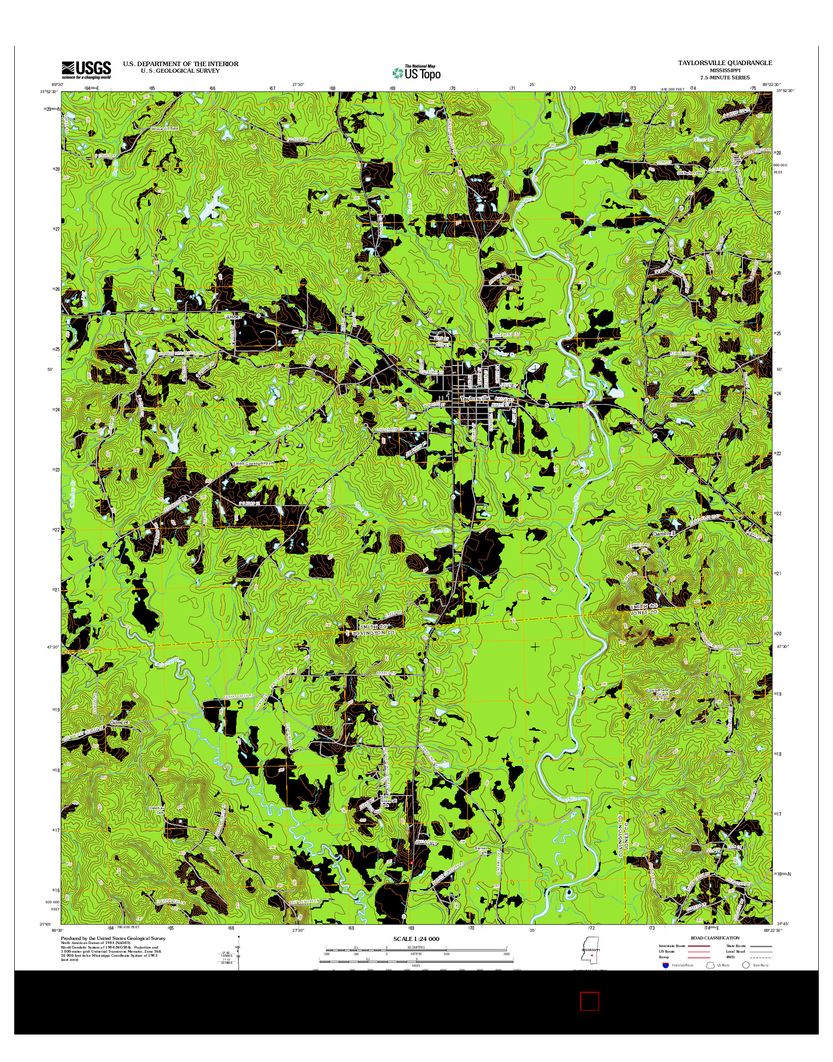 USGS US TOPO 7.5-MINUTE MAP FOR TAYLORSVILLE, MS 2012