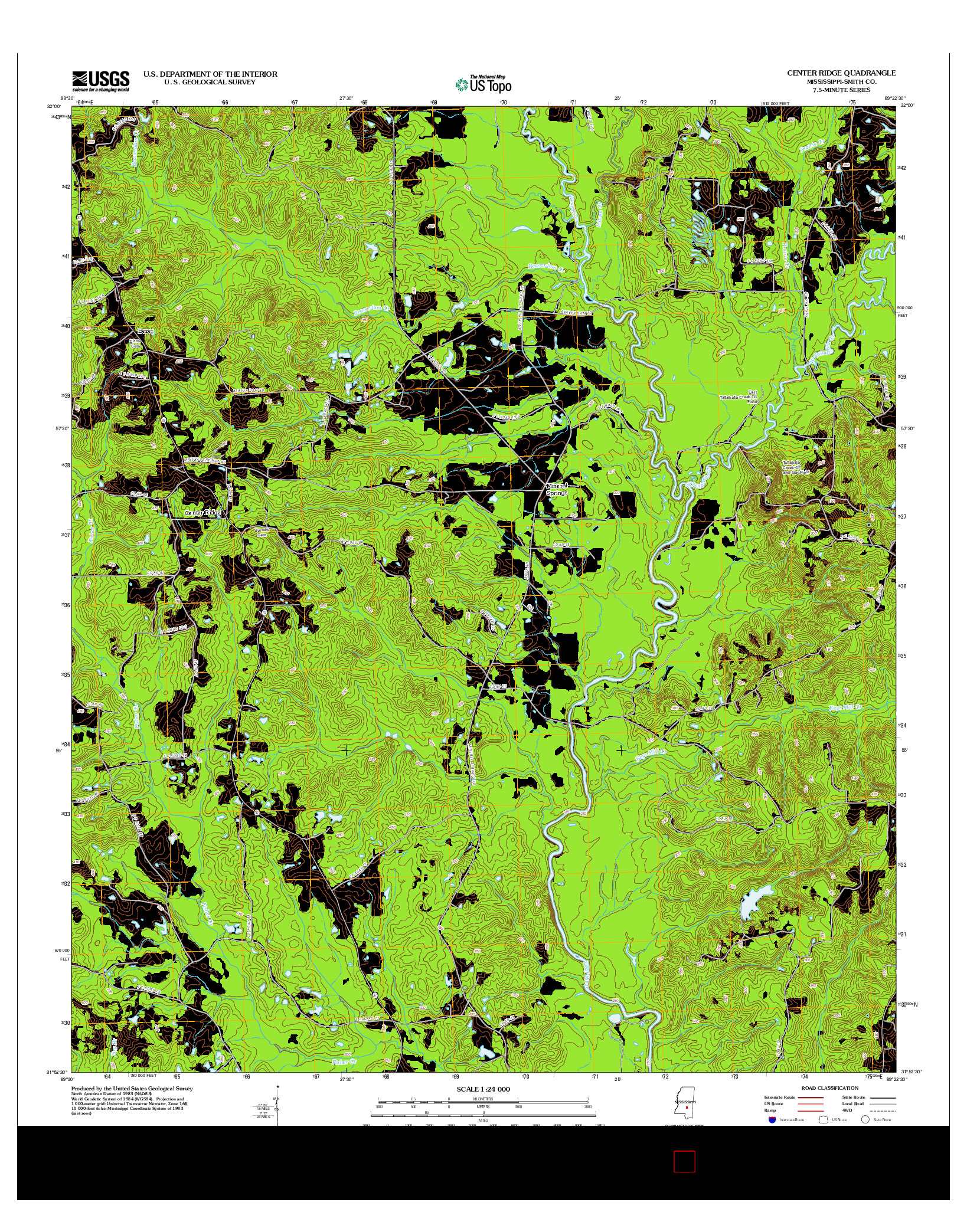 USGS US TOPO 7.5-MINUTE MAP FOR CENTER RIDGE, MS 2012