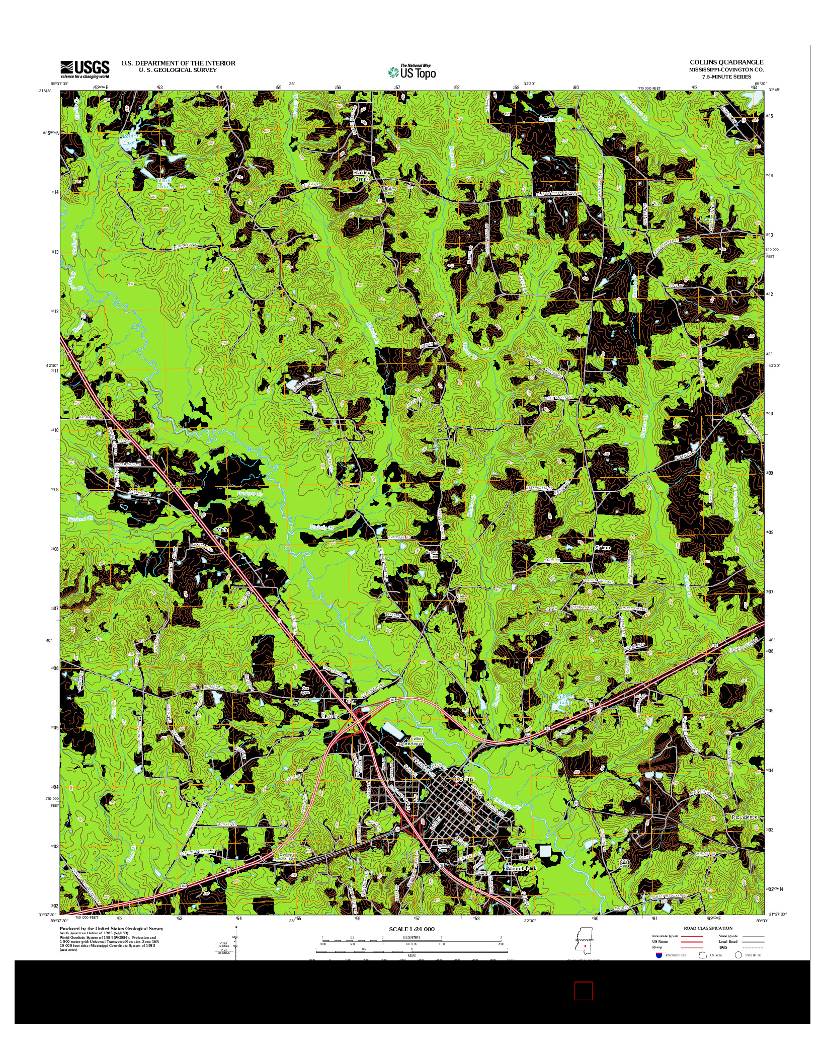 USGS US TOPO 7.5-MINUTE MAP FOR COLLINS, MS 2012