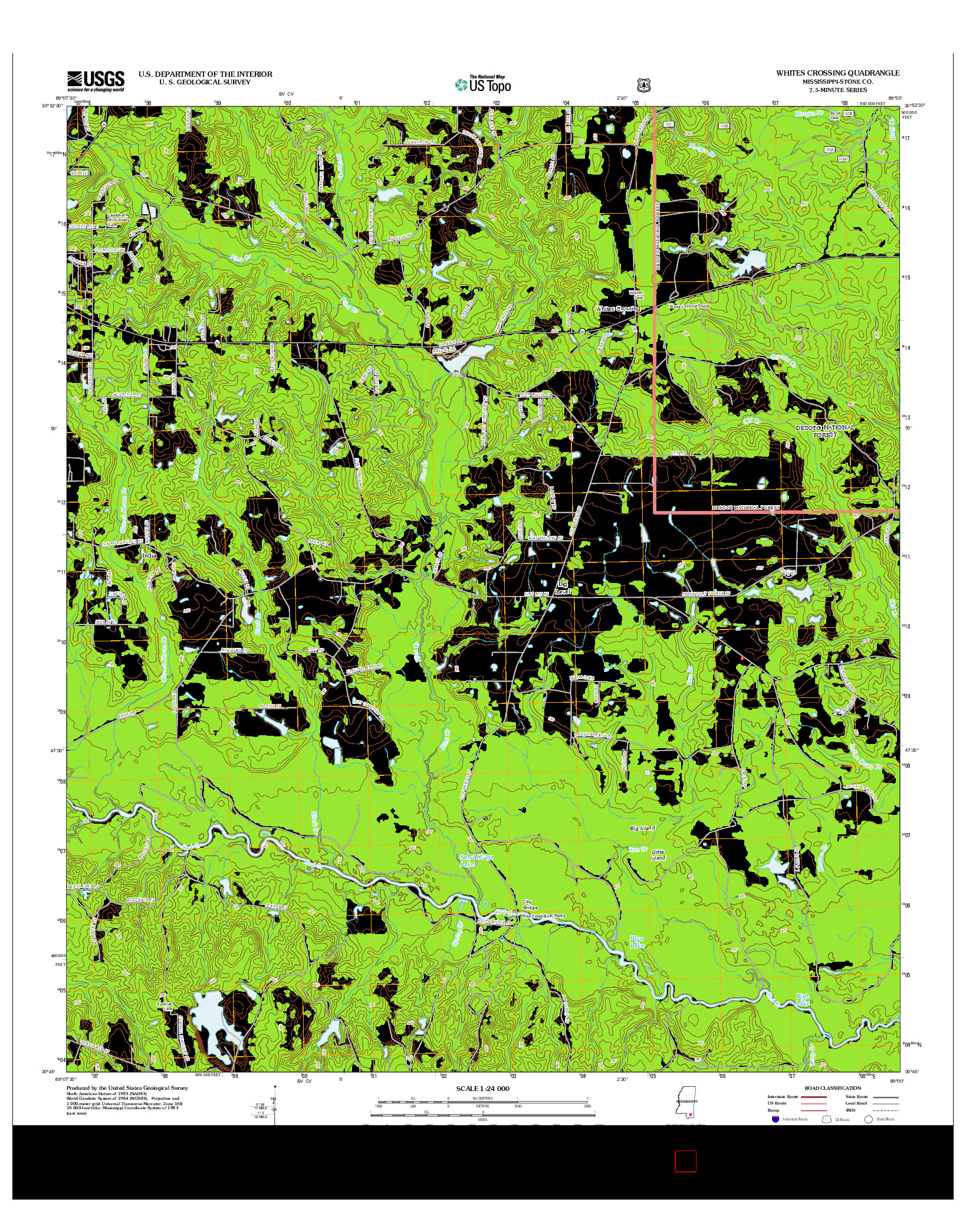 USGS US TOPO 7.5-MINUTE MAP FOR WHITES CROSSING, MS 2012