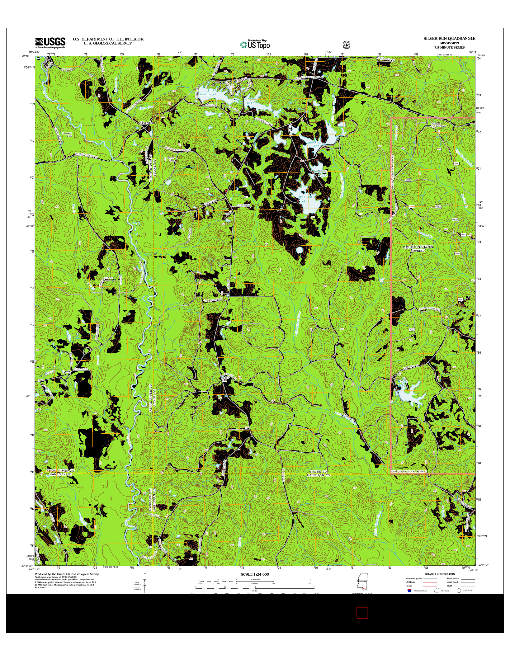 USGS US TOPO 7.5-MINUTE MAP FOR SILVER RUN, MS 2012