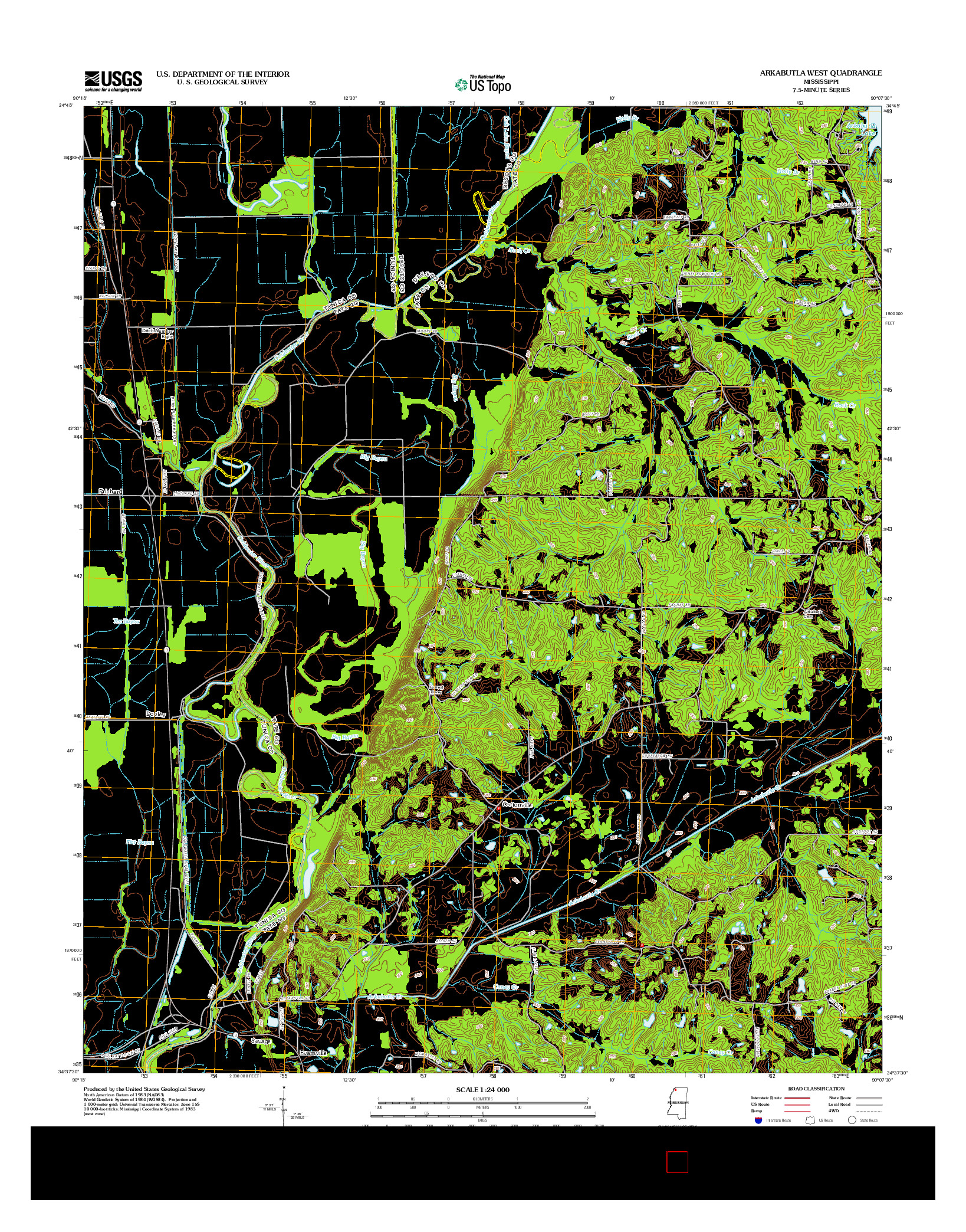USGS US TOPO 7.5-MINUTE MAP FOR ARKABUTLA WEST, MS 2012