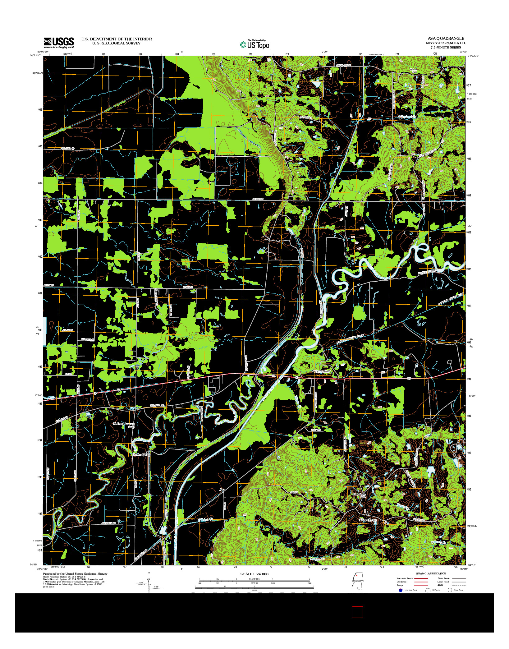 USGS US TOPO 7.5-MINUTE MAP FOR ASA, MS 2012