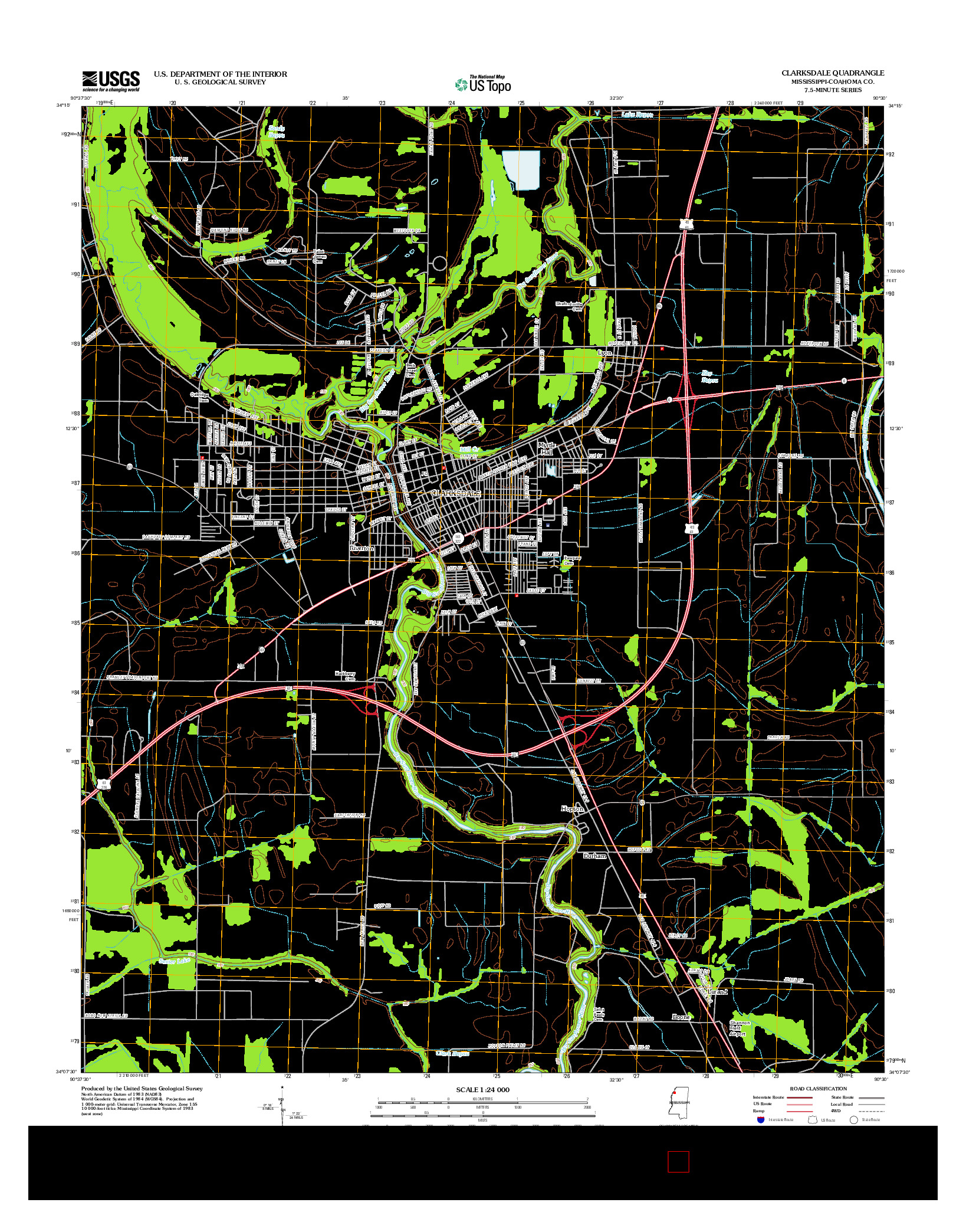 USGS US TOPO 7.5-MINUTE MAP FOR CLARKSDALE, MS 2012