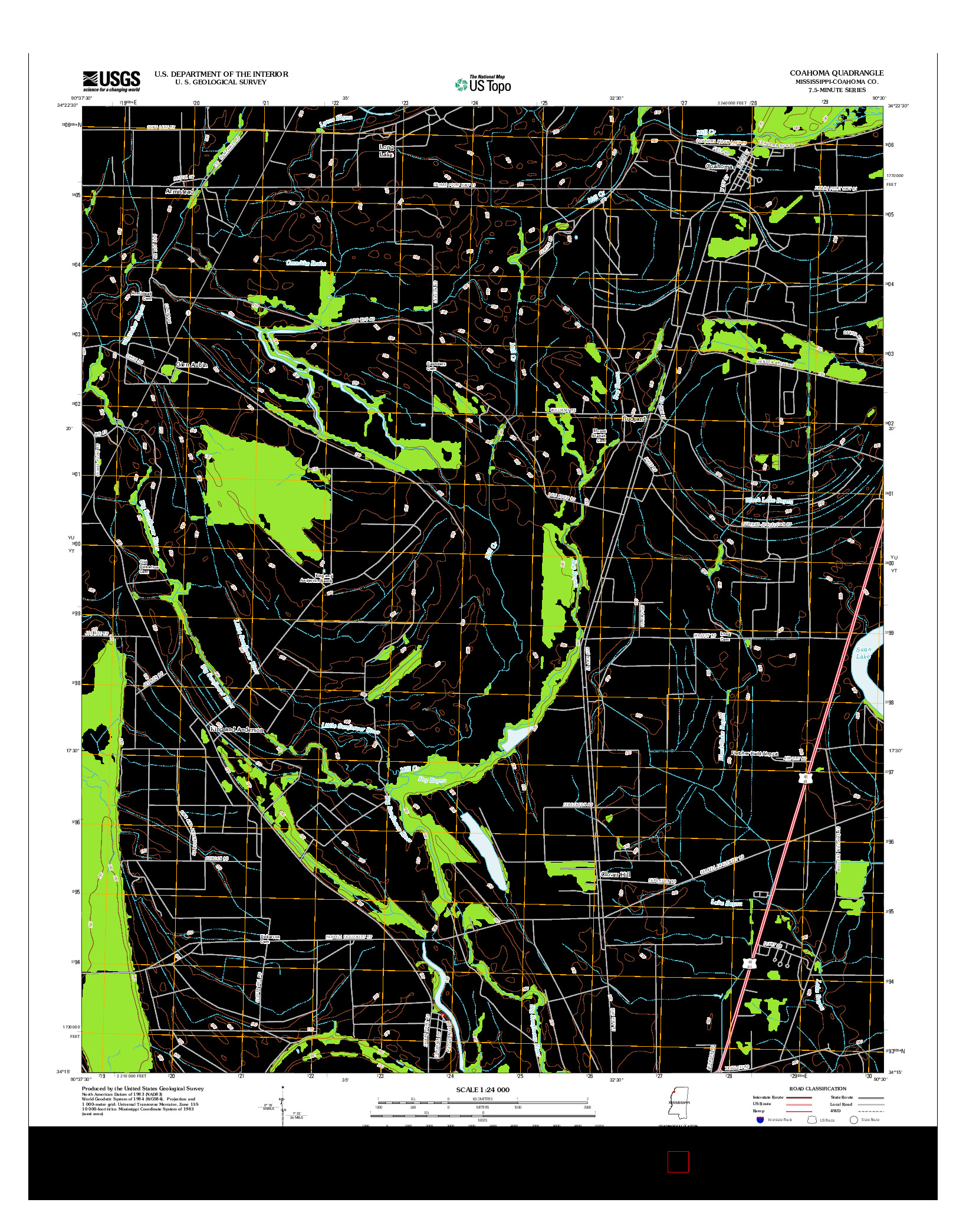 USGS US TOPO 7.5-MINUTE MAP FOR COAHOMA, MS 2012