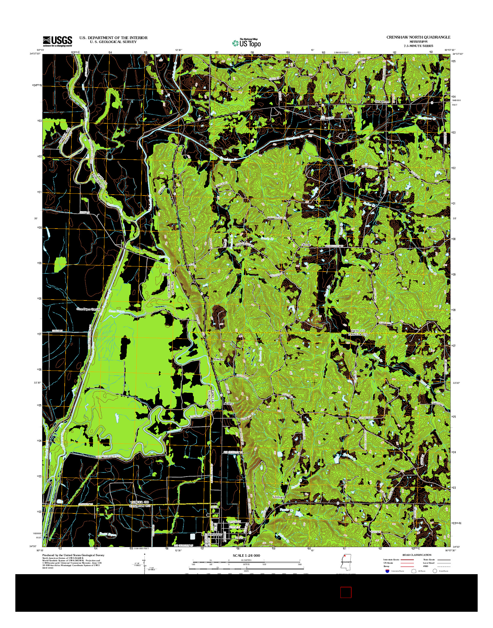 USGS US TOPO 7.5-MINUTE MAP FOR CRENSHAW NORTH, MS 2012