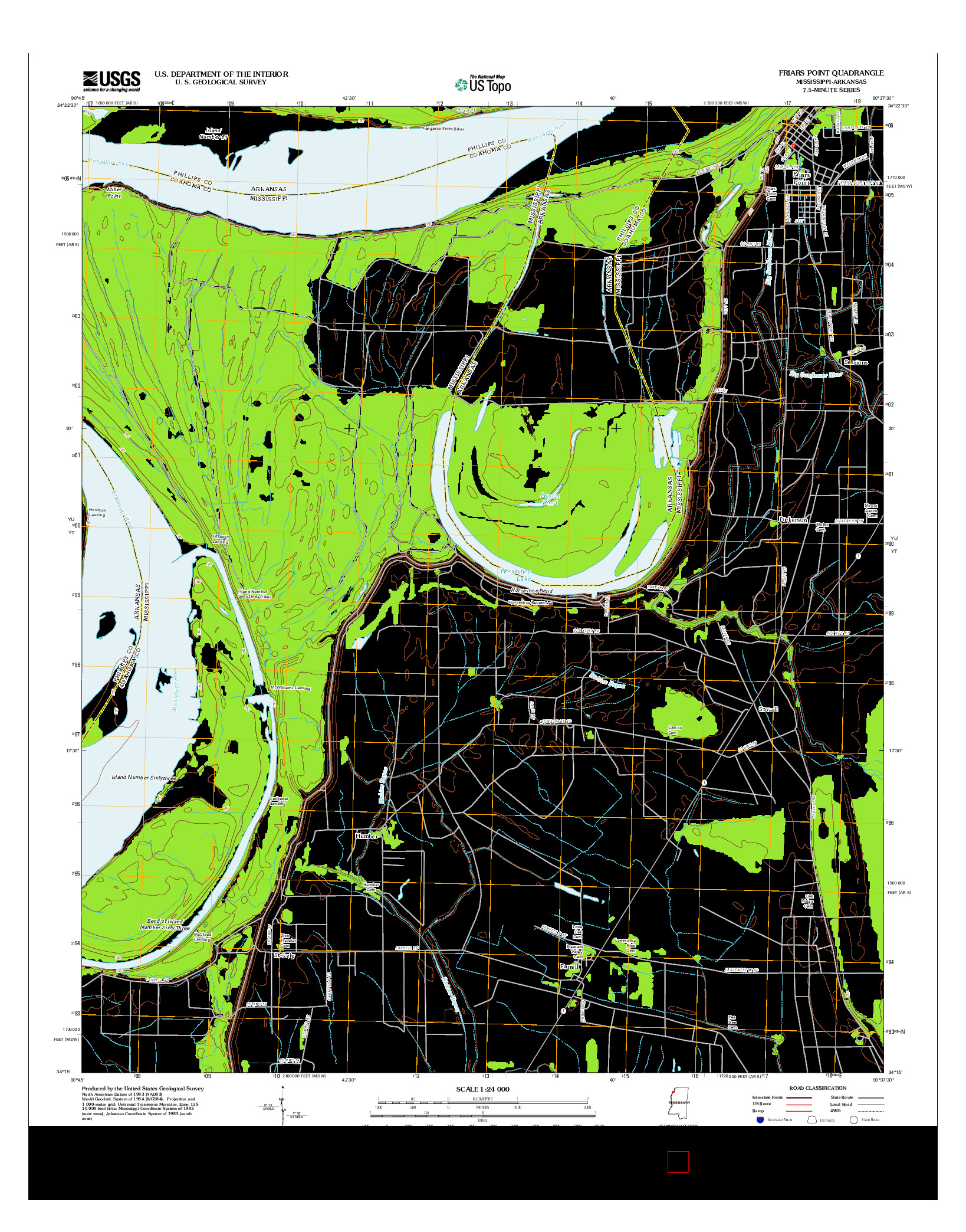 USGS US TOPO 7.5-MINUTE MAP FOR FRIARS POINT, MS-AR 2012