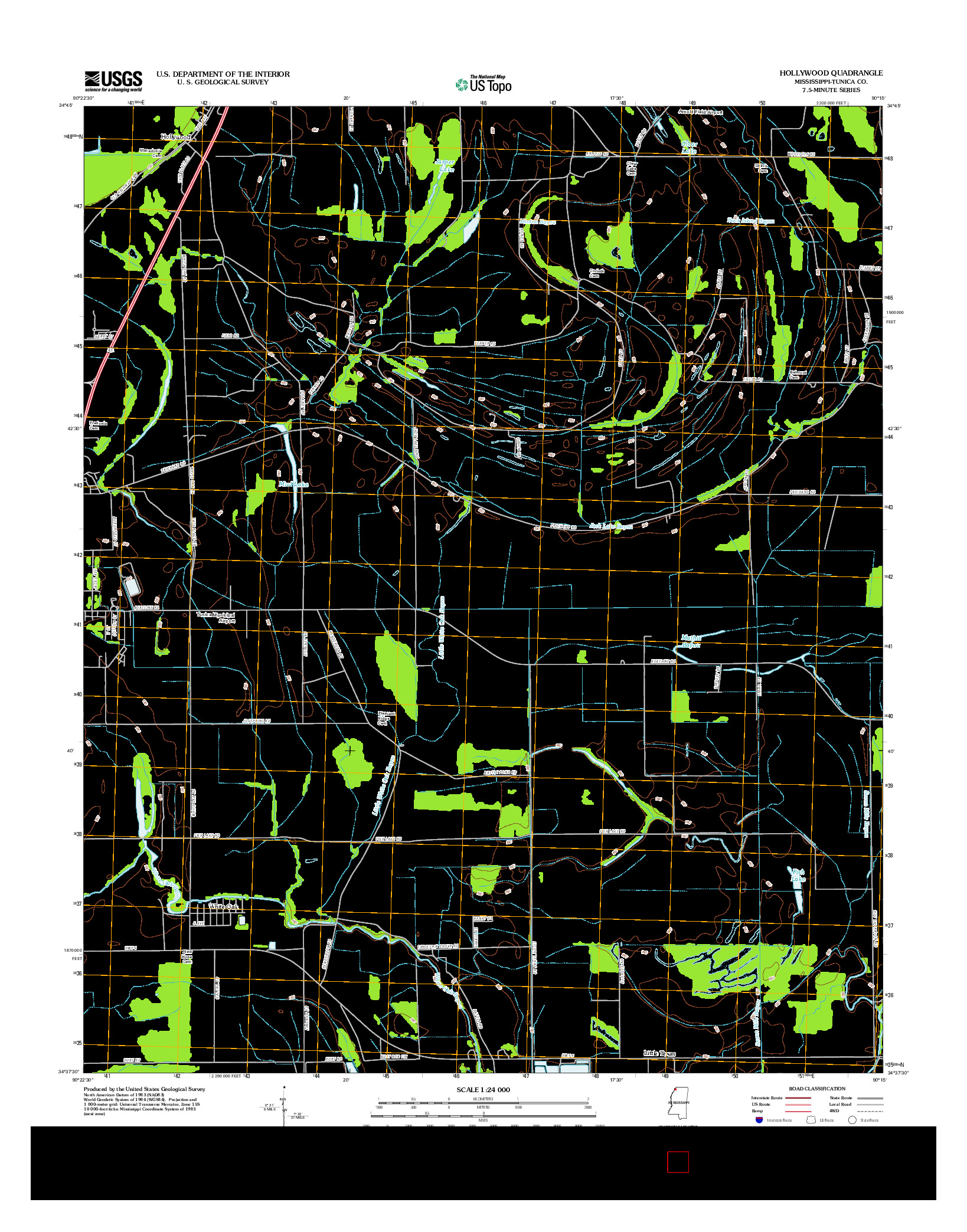 USGS US TOPO 7.5-MINUTE MAP FOR HOLLYWOOD, MS 2012