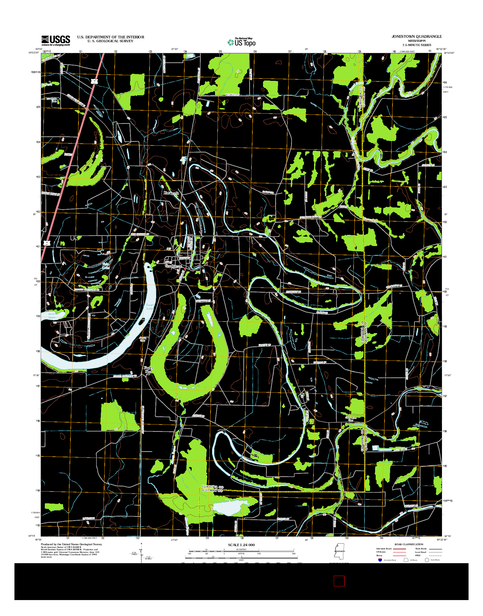 USGS US TOPO 7.5-MINUTE MAP FOR JONESTOWN, MS 2012