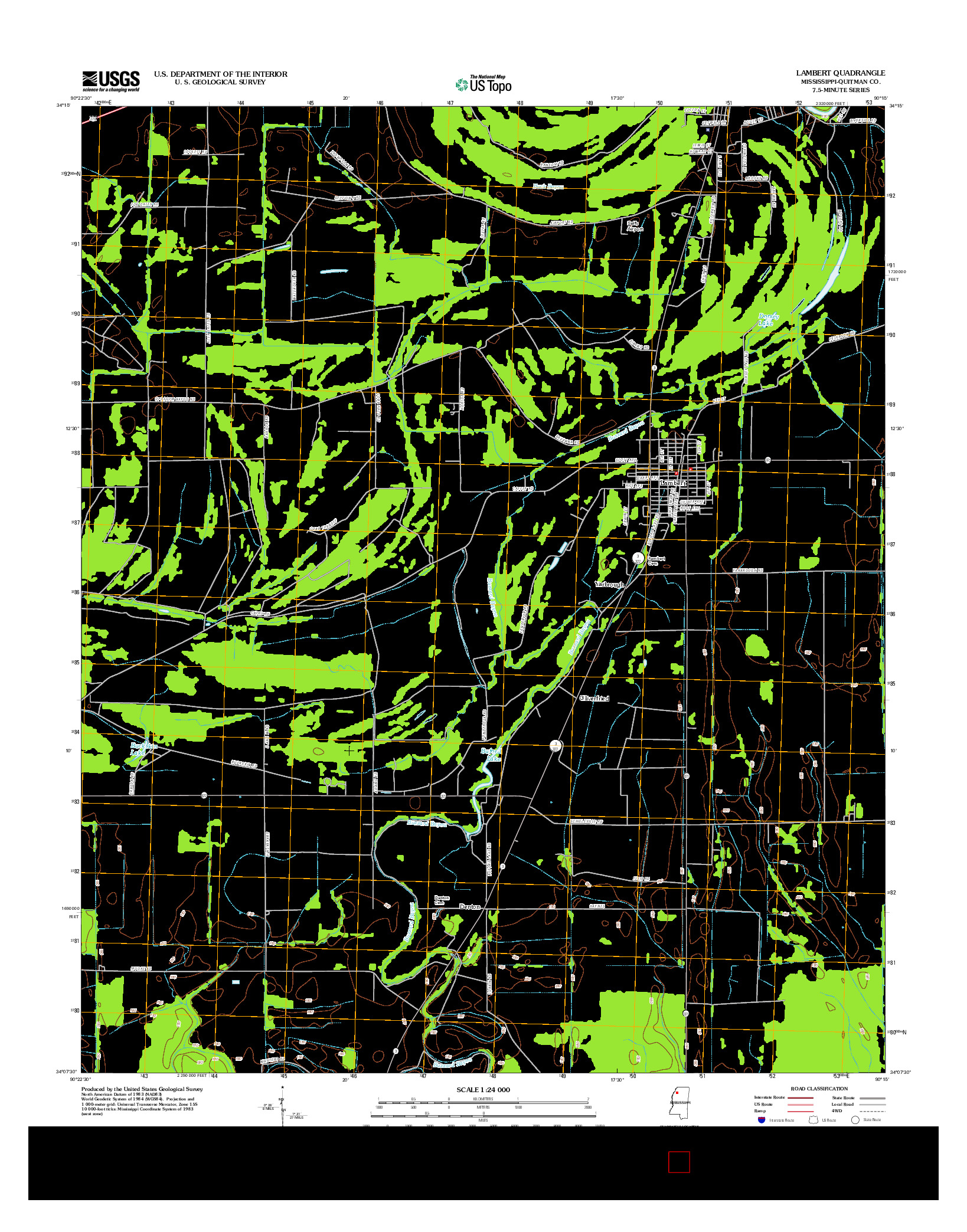 USGS US TOPO 7.5-MINUTE MAP FOR LAMBERT, MS 2012