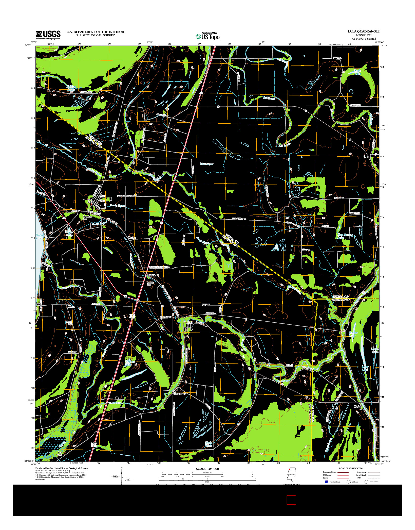 USGS US TOPO 7.5-MINUTE MAP FOR LULA, MS 2012