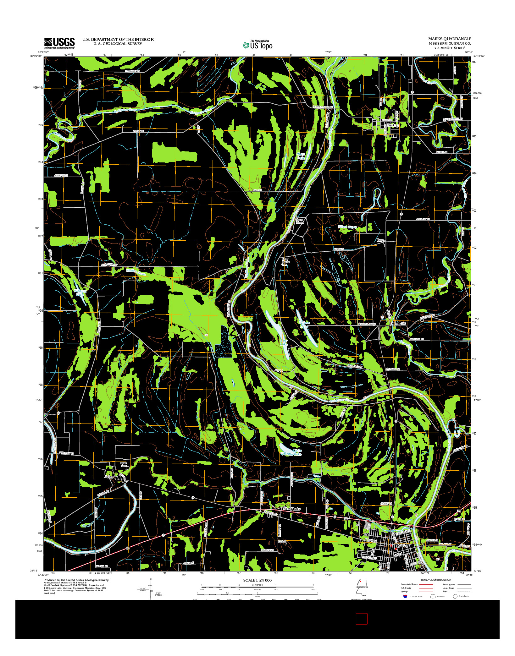 USGS US TOPO 7.5-MINUTE MAP FOR MARKS, MS 2012