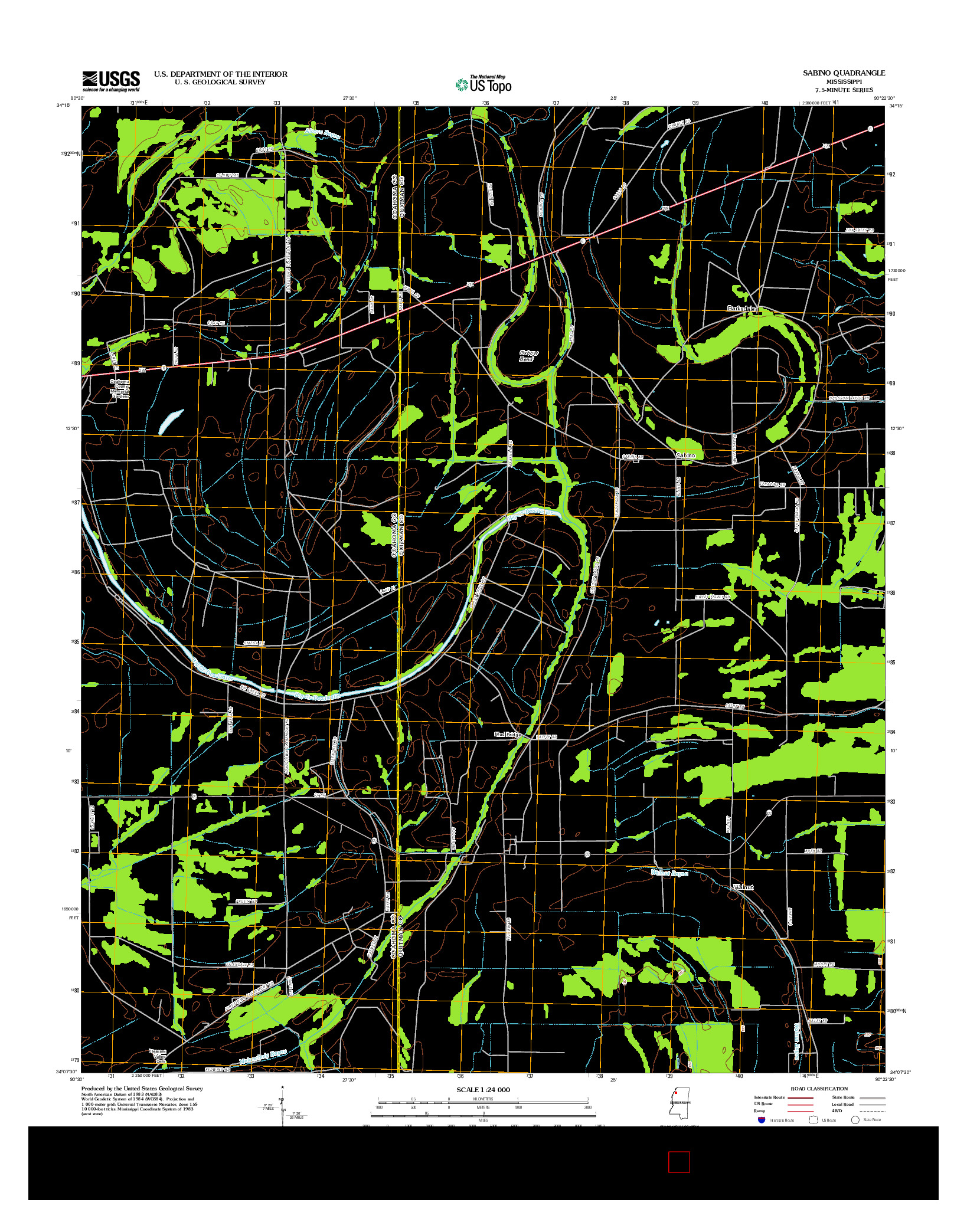 USGS US TOPO 7.5-MINUTE MAP FOR SABINO, MS 2012