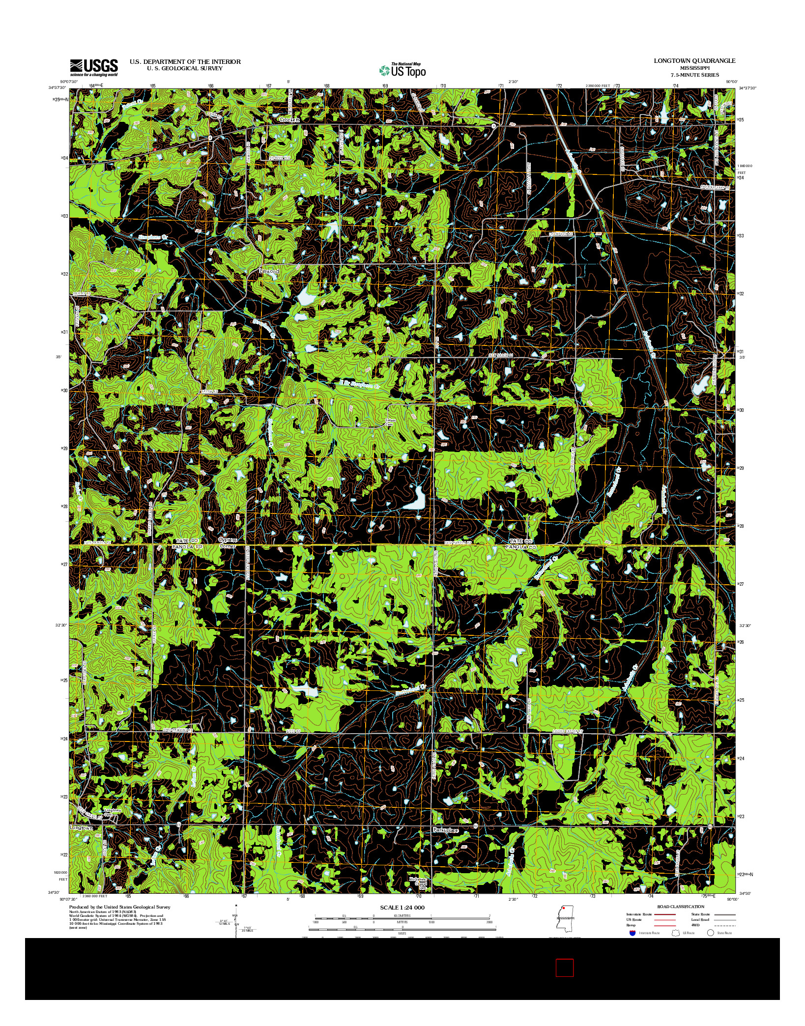 USGS US TOPO 7.5-MINUTE MAP FOR LONGTOWN, MS 2012