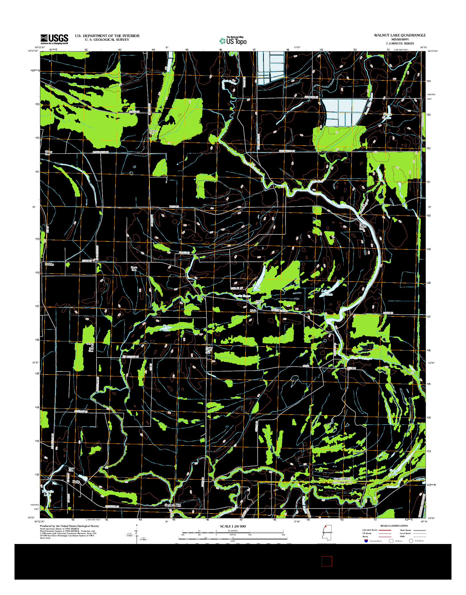 USGS US TOPO 7.5-MINUTE MAP FOR WALNUT LAKE, MS 2012