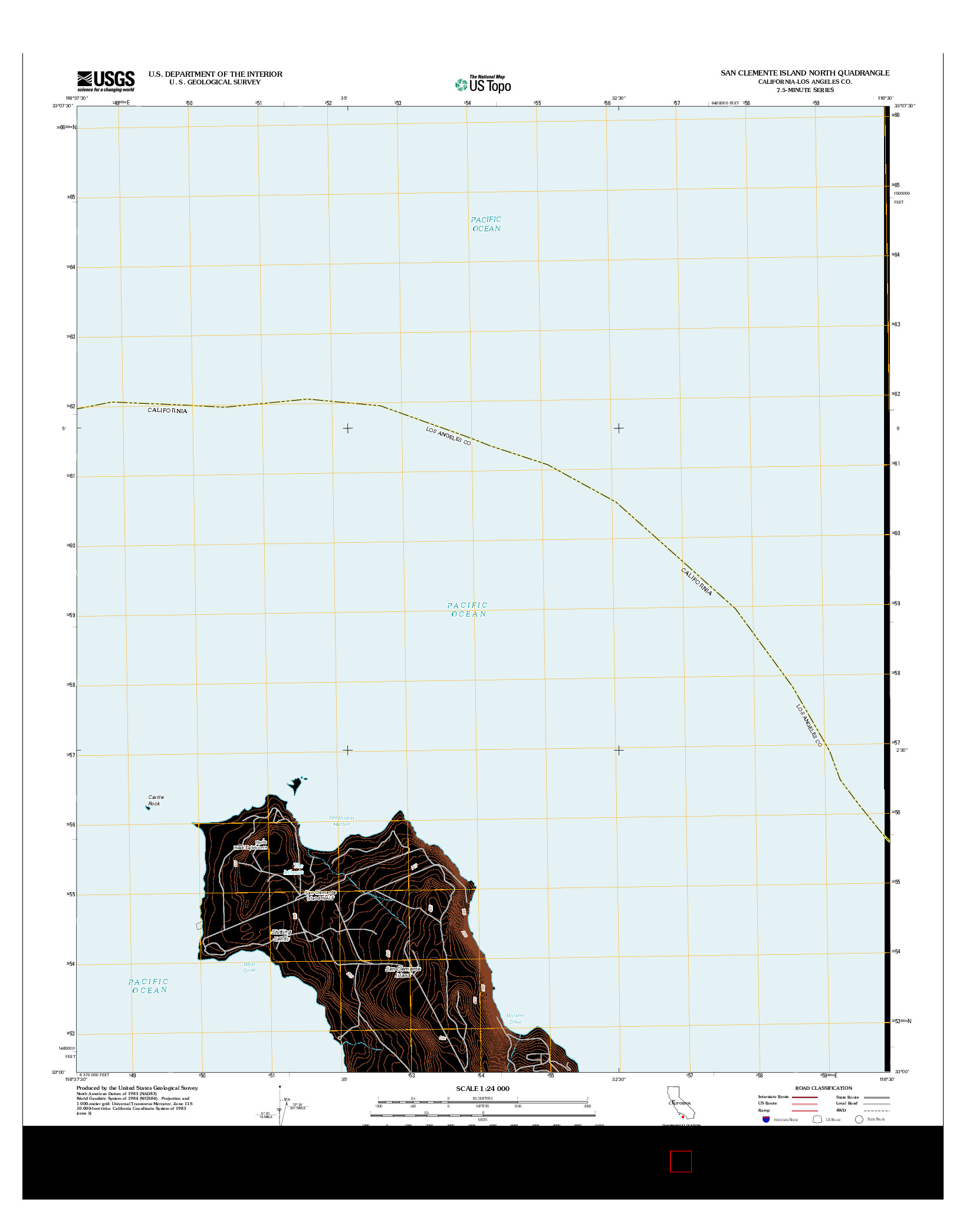 USGS US TOPO 7.5-MINUTE MAP FOR SAN CLEMENTE ISLAND NORTH, CA 2012