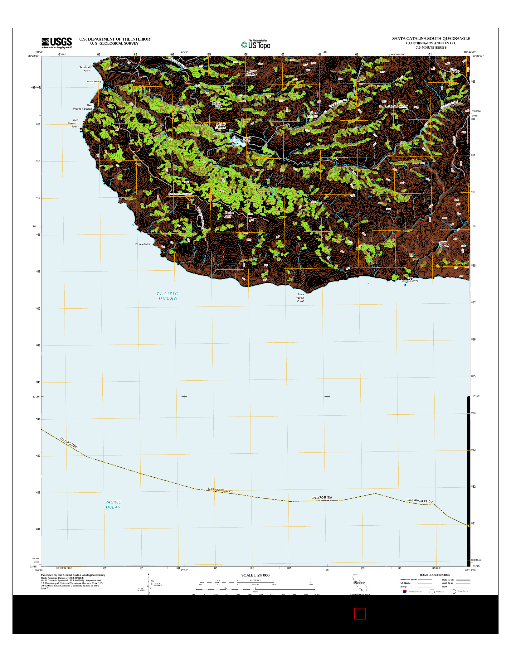 USGS US TOPO 7.5-MINUTE MAP FOR SANTA CATALINA SOUTH, CA 2012