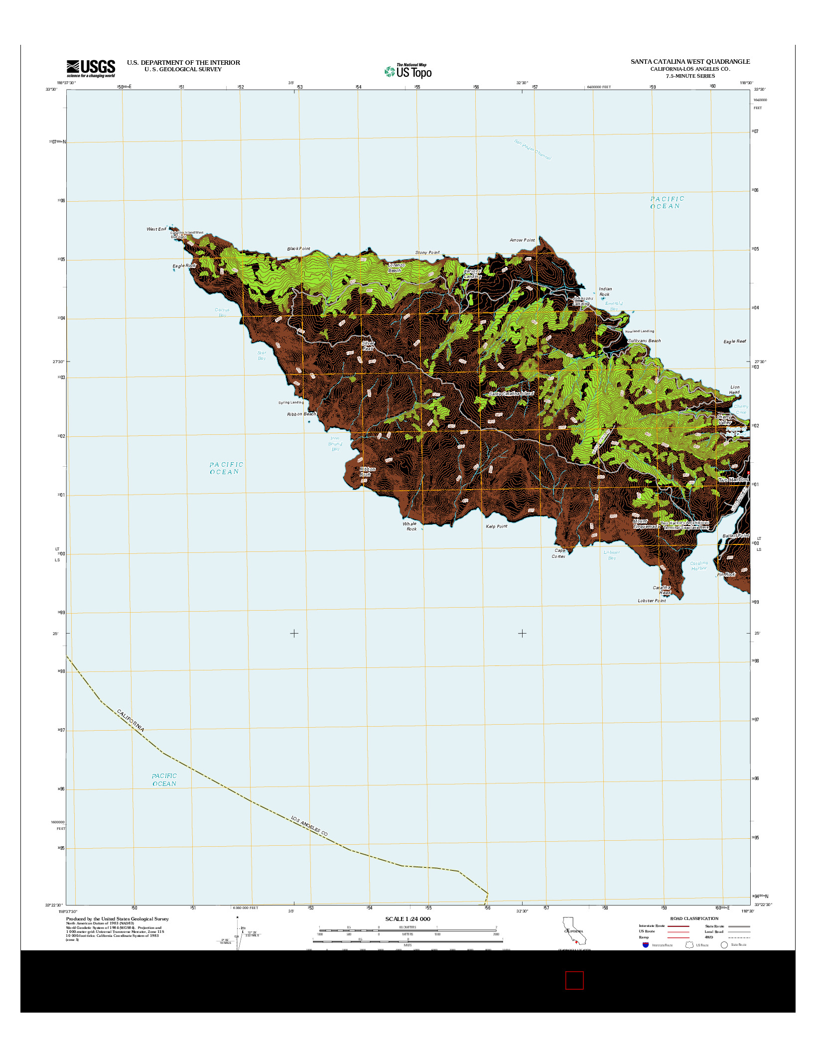 USGS US TOPO 7.5-MINUTE MAP FOR SANTA CATALINA WEST, CA 2012