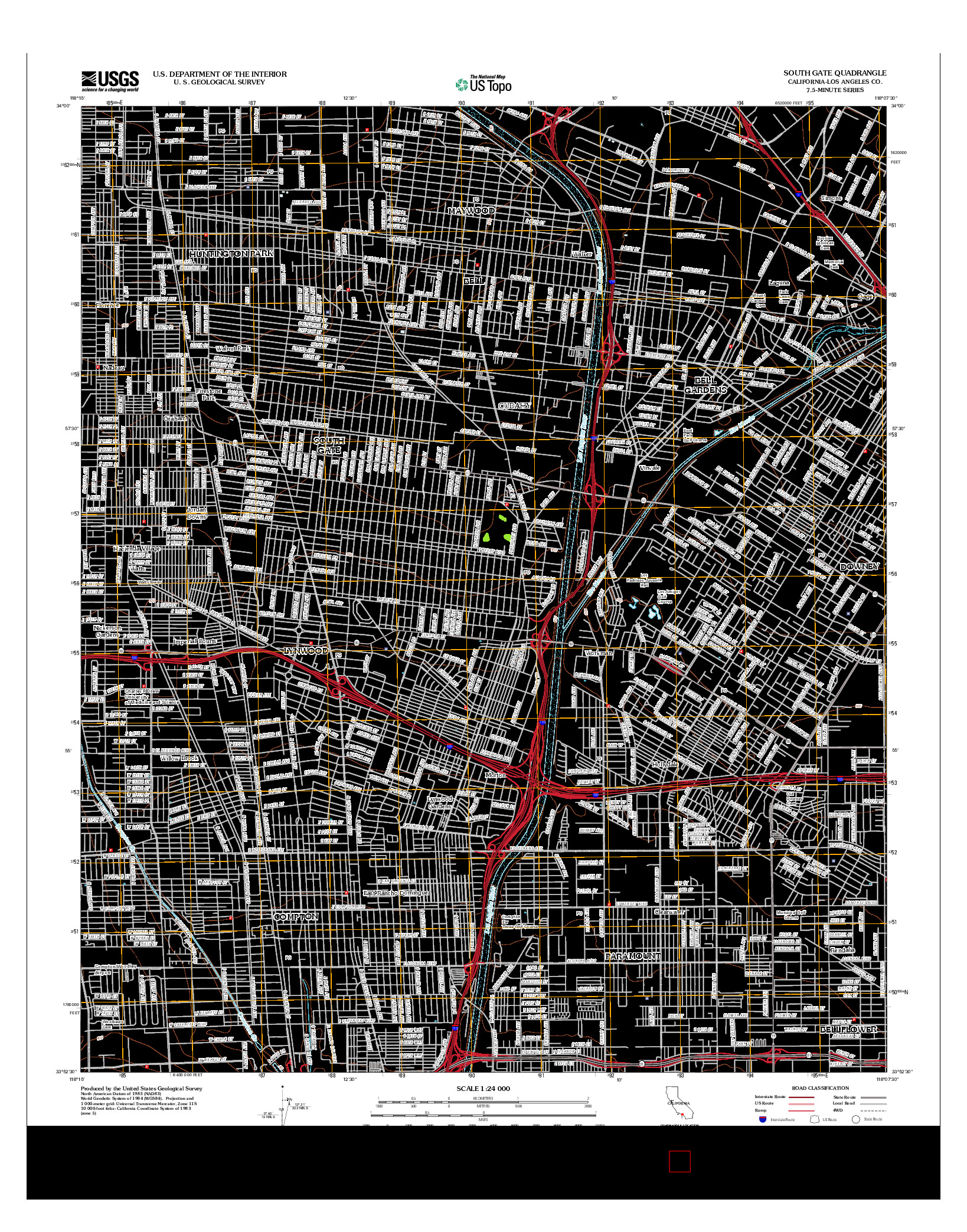 USGS US TOPO 7.5-MINUTE MAP FOR SOUTH GATE, CA 2012