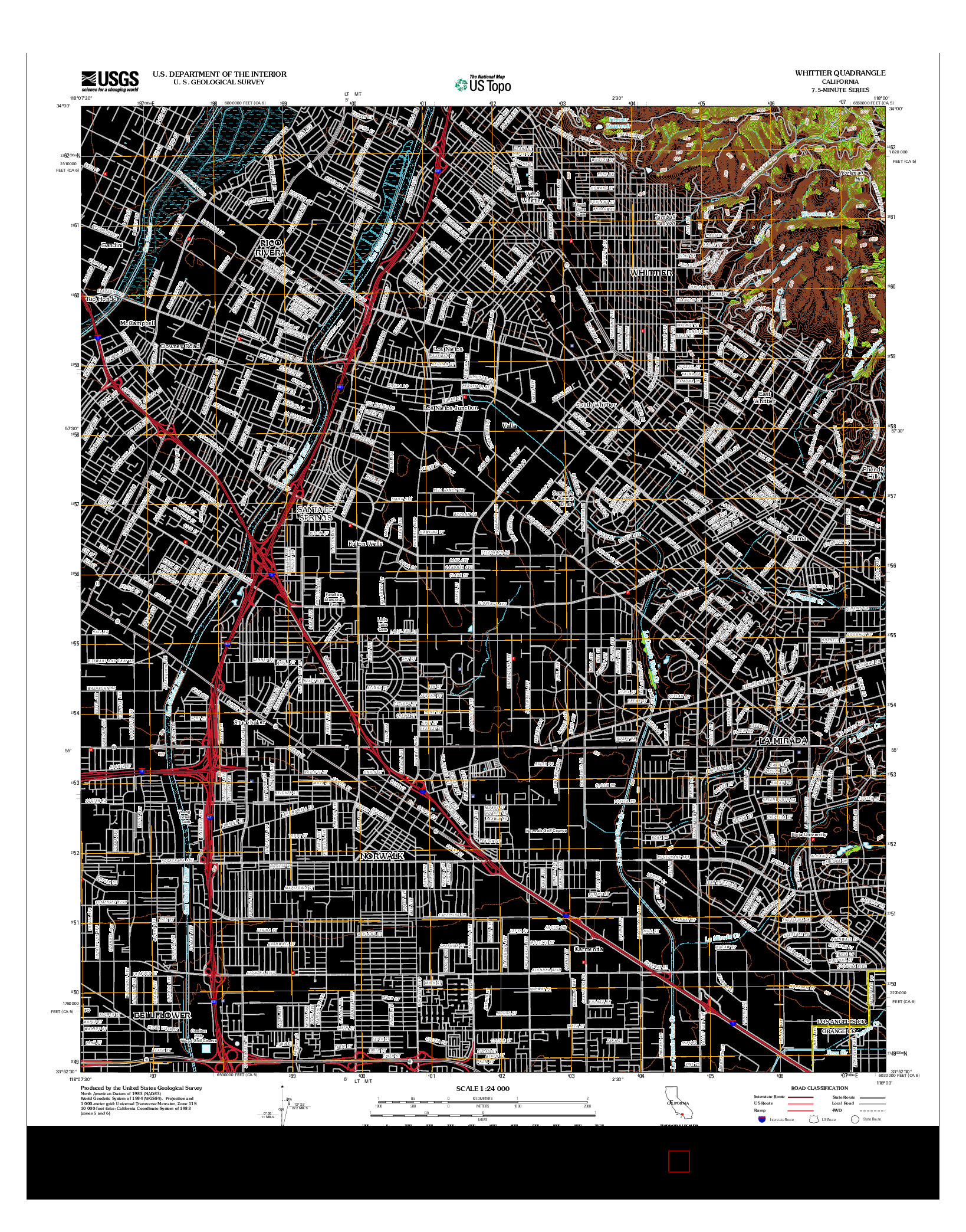 USGS US TOPO 7.5-MINUTE MAP FOR WHITTIER, CA 2012