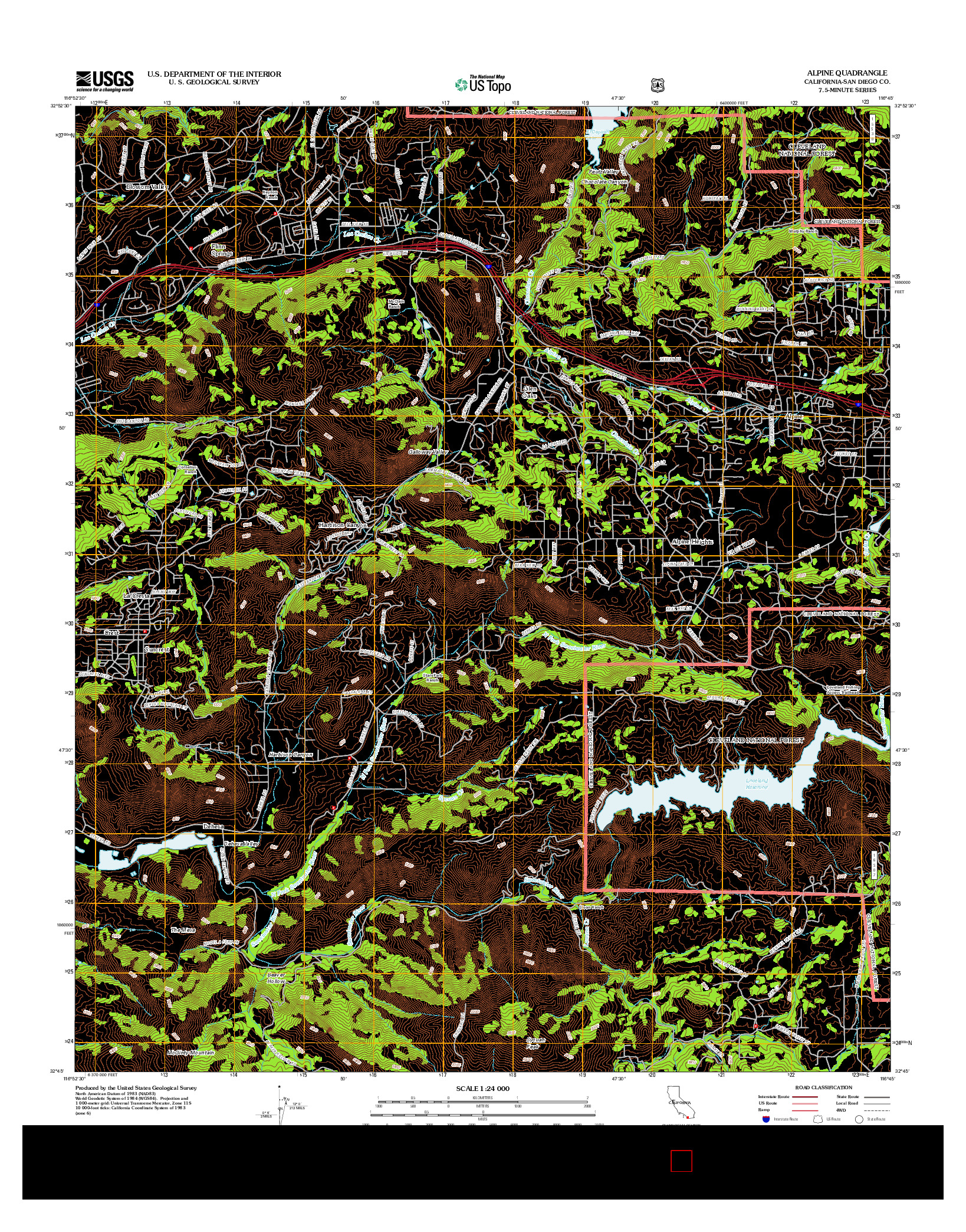 USGS US TOPO 7.5-MINUTE MAP FOR ALPINE, CA 2012