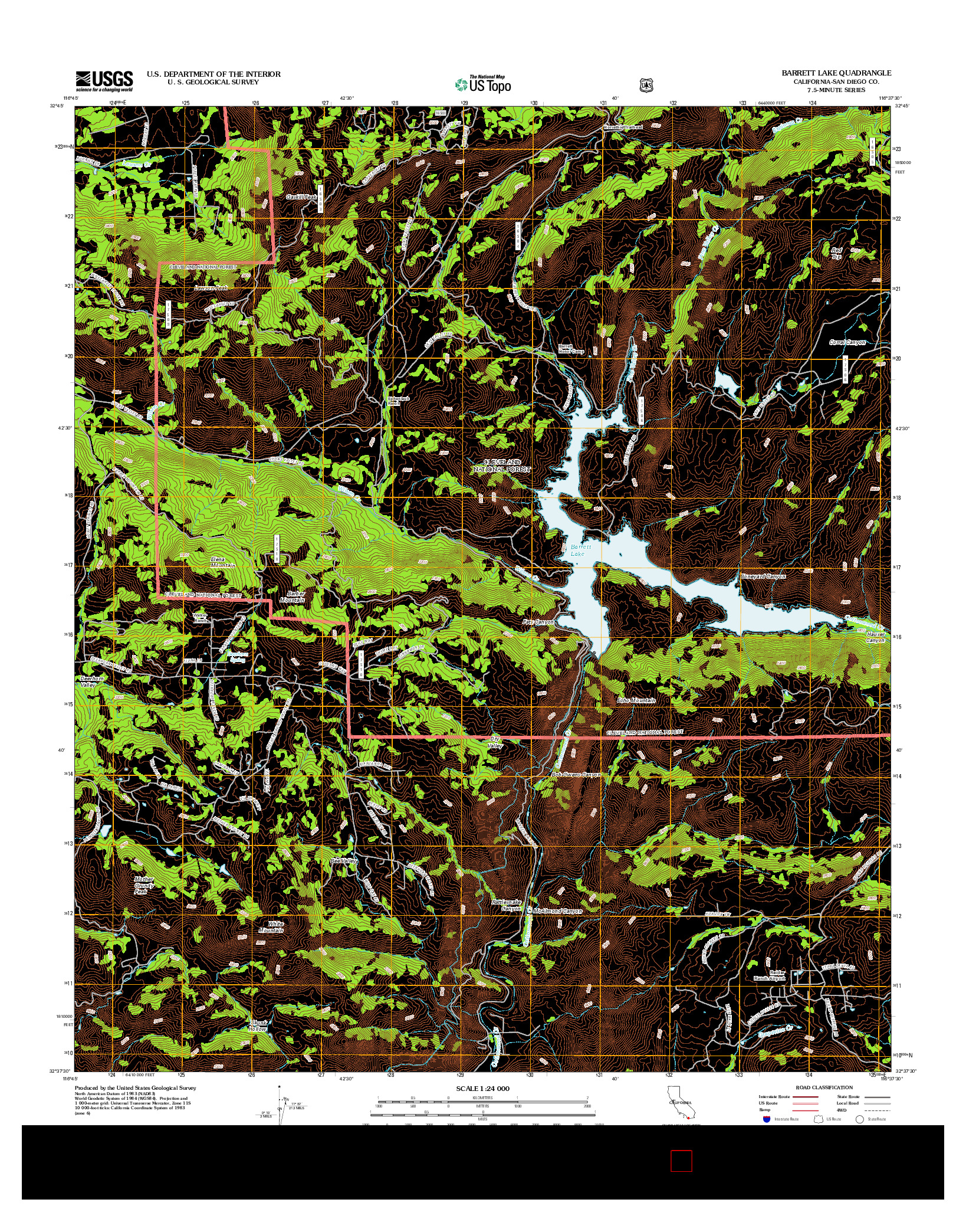 USGS US TOPO 7.5-MINUTE MAP FOR BARRETT LAKE, CA 2012