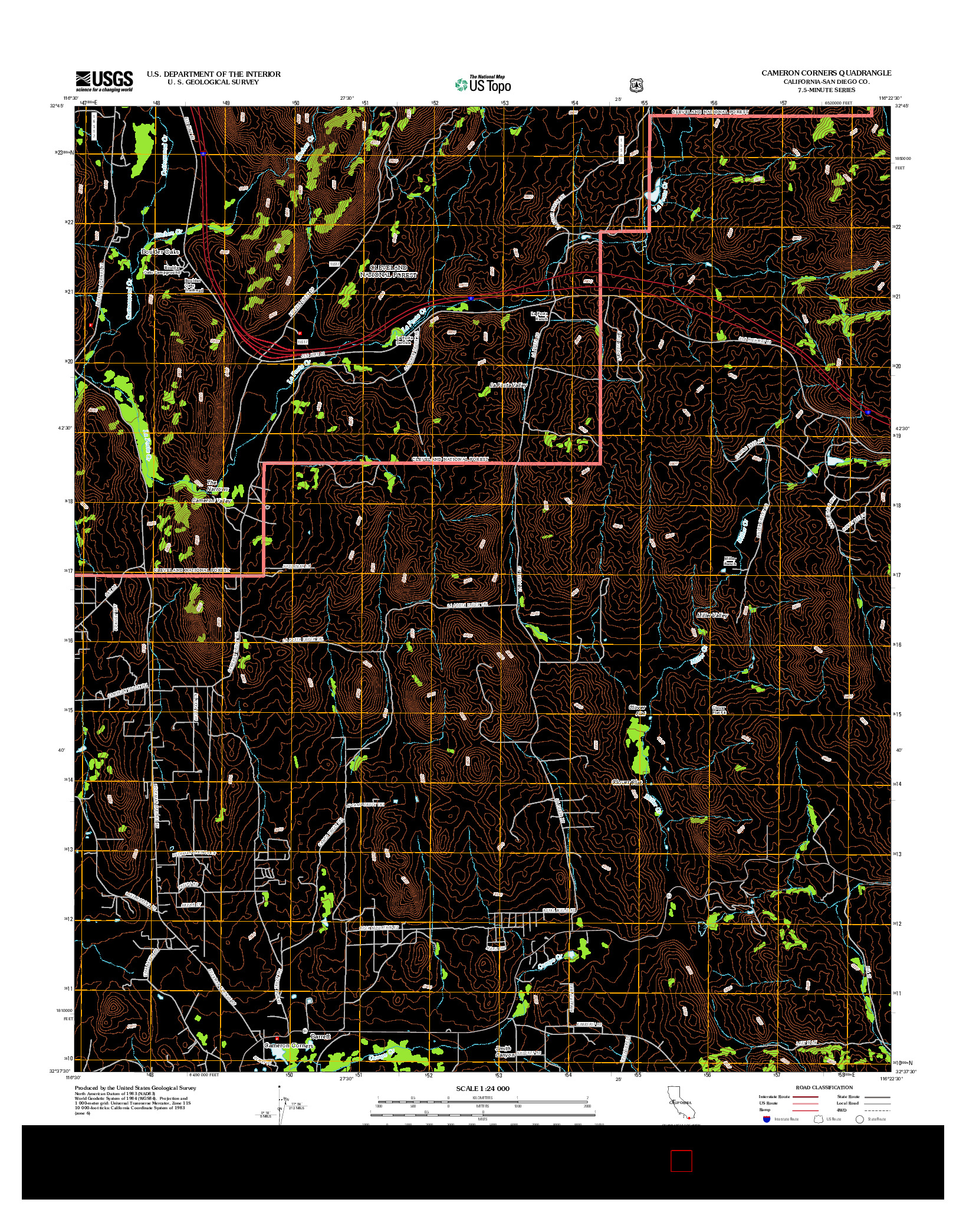 USGS US TOPO 7.5-MINUTE MAP FOR CAMERON CORNERS, CA 2012