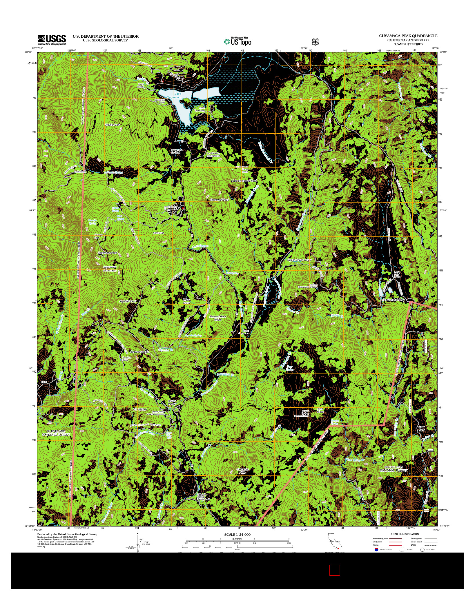 USGS US TOPO 7.5-MINUTE MAP FOR CUYAMACA PEAK, CA 2012