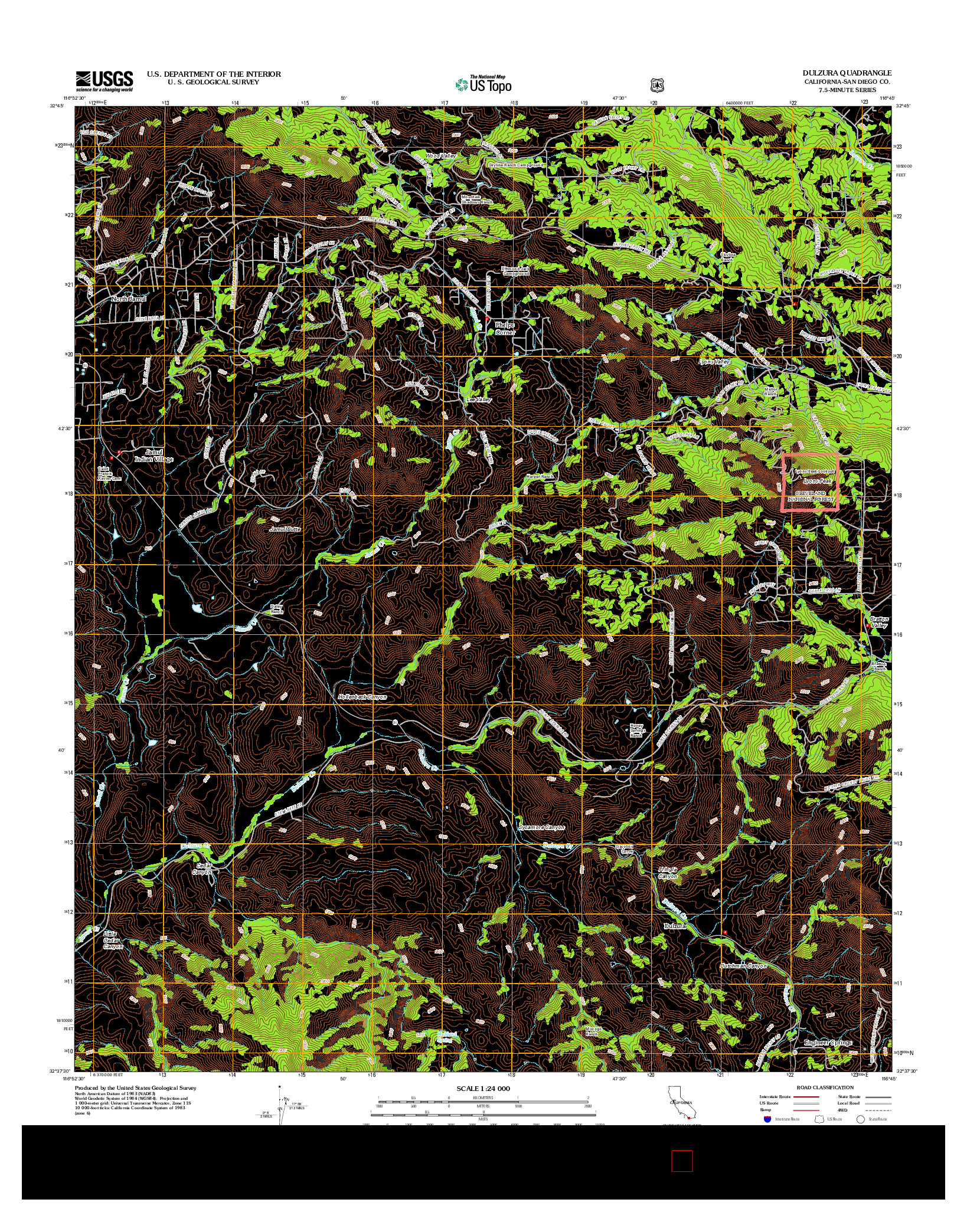 USGS US TOPO 7.5-MINUTE MAP FOR DULZURA, CA 2012