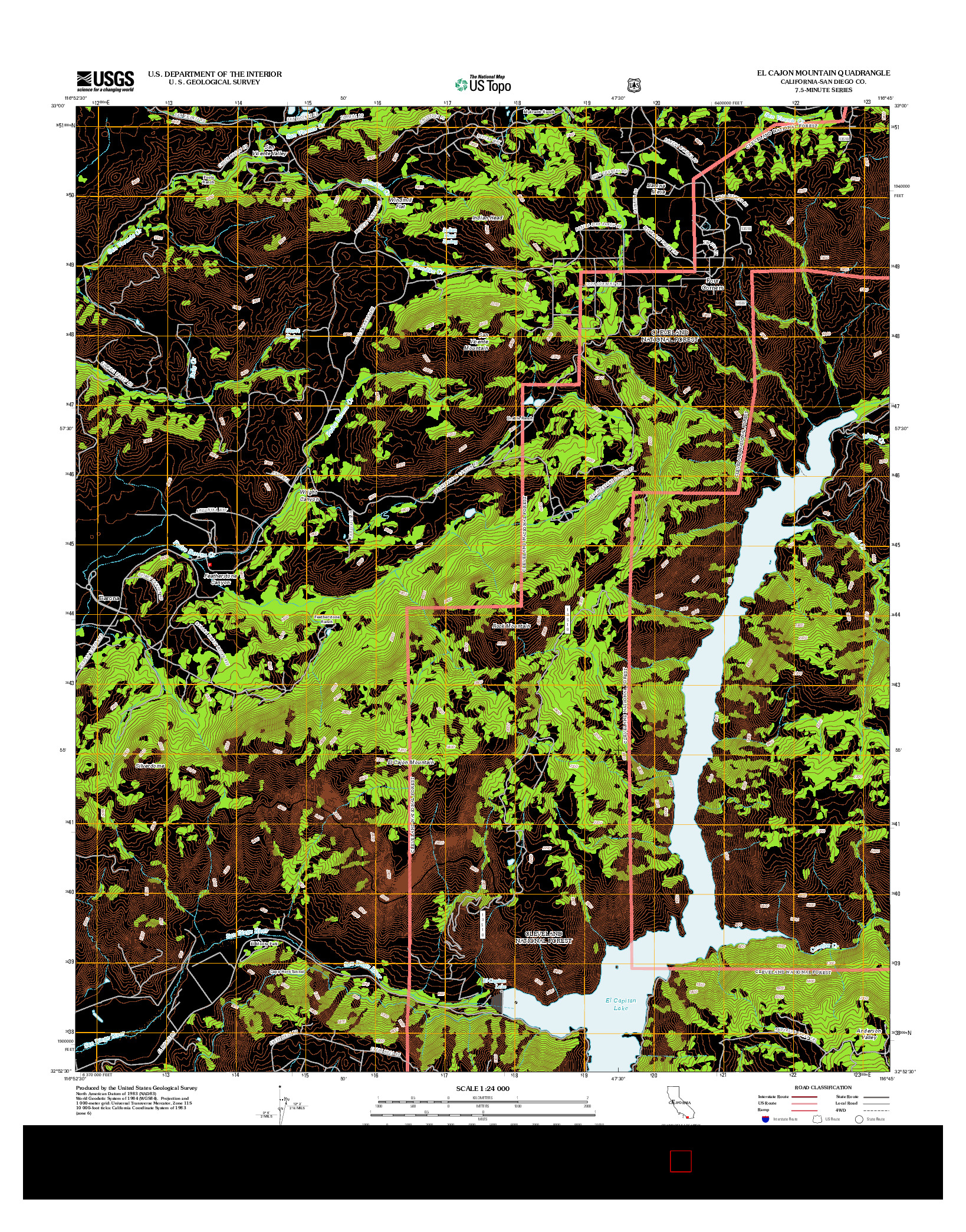 USGS US TOPO 7.5-MINUTE MAP FOR EL CAJON MOUNTAIN, CA 2012