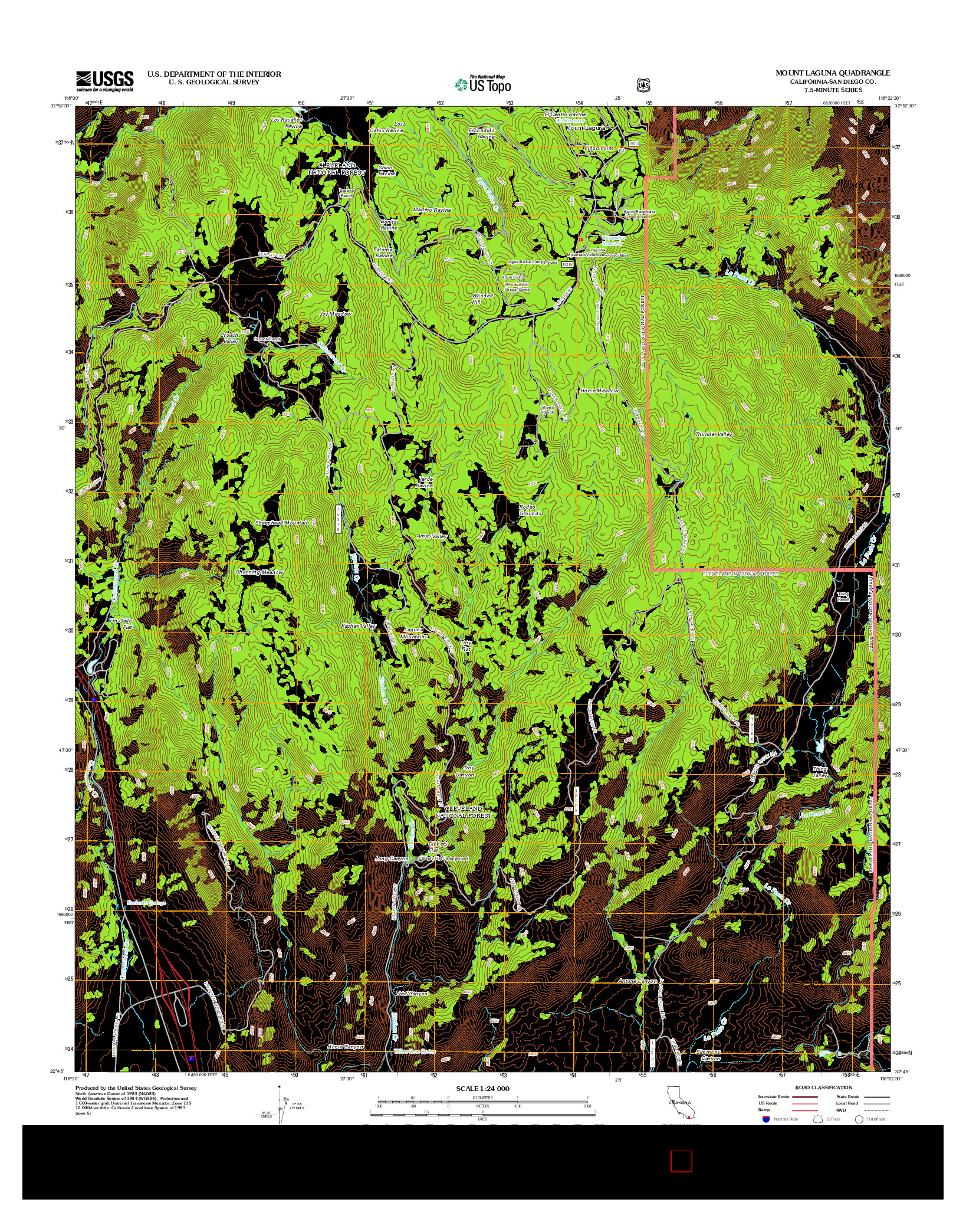 USGS US TOPO 7.5-MINUTE MAP FOR MOUNT LAGUNA, CA 2012