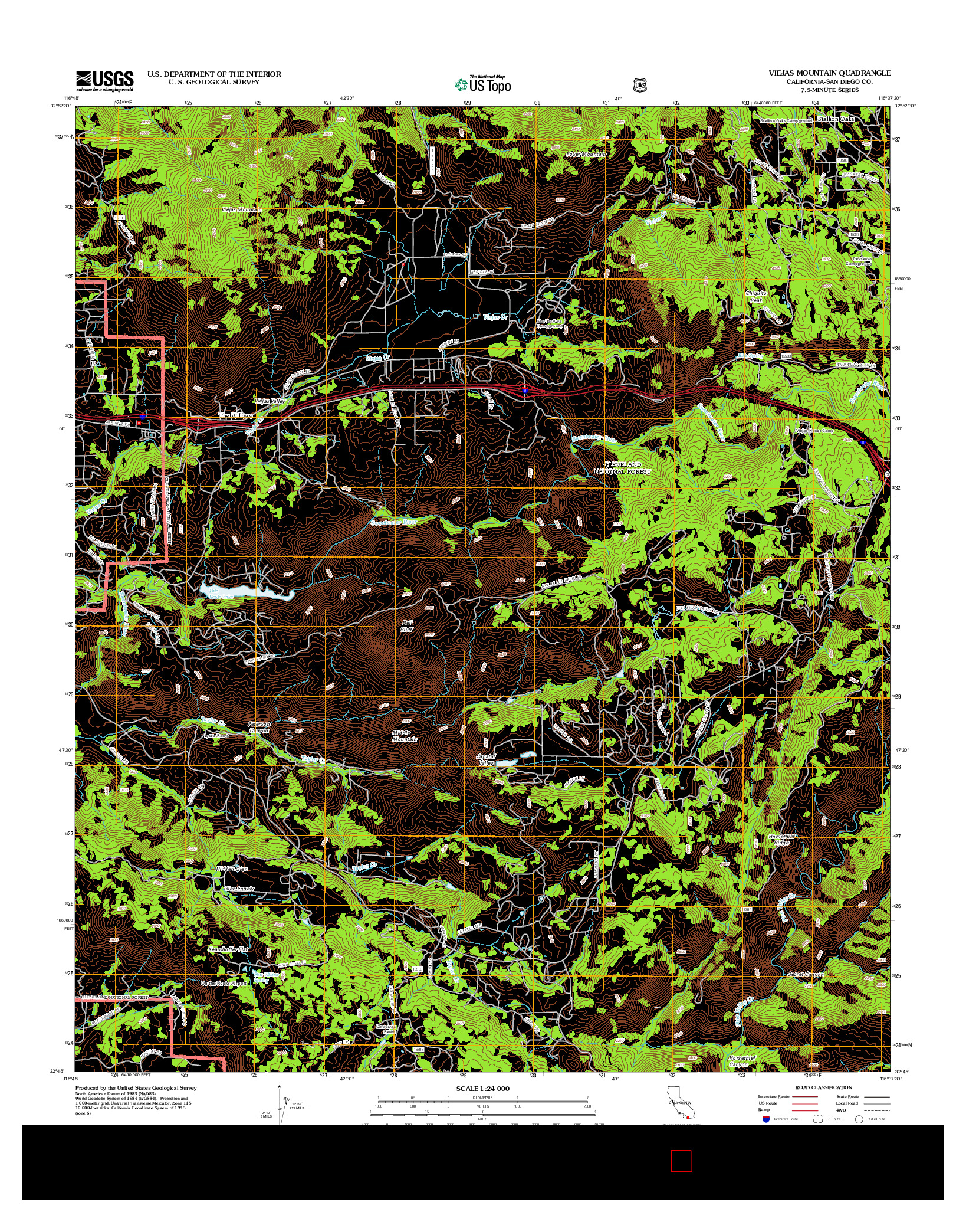 USGS US TOPO 7.5-MINUTE MAP FOR VIEJAS MOUNTAIN, CA 2012