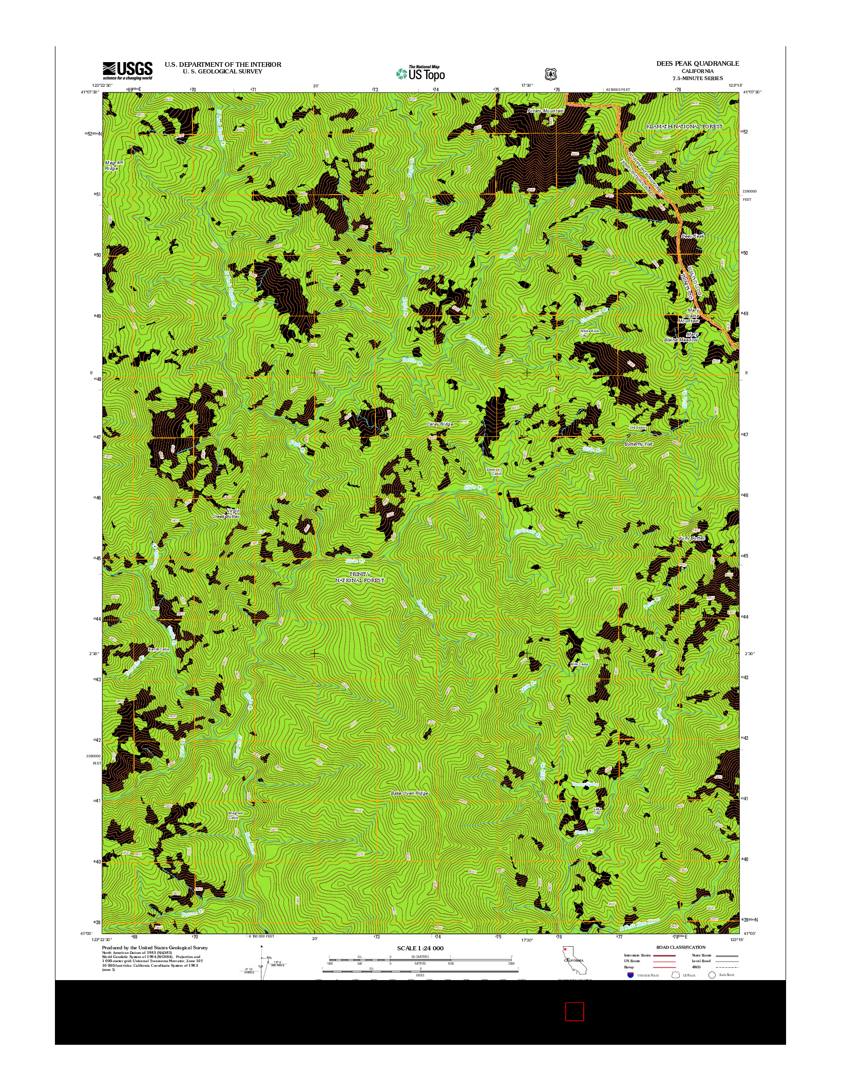 USGS US TOPO 7.5-MINUTE MAP FOR DEES PEAK, CA 2012