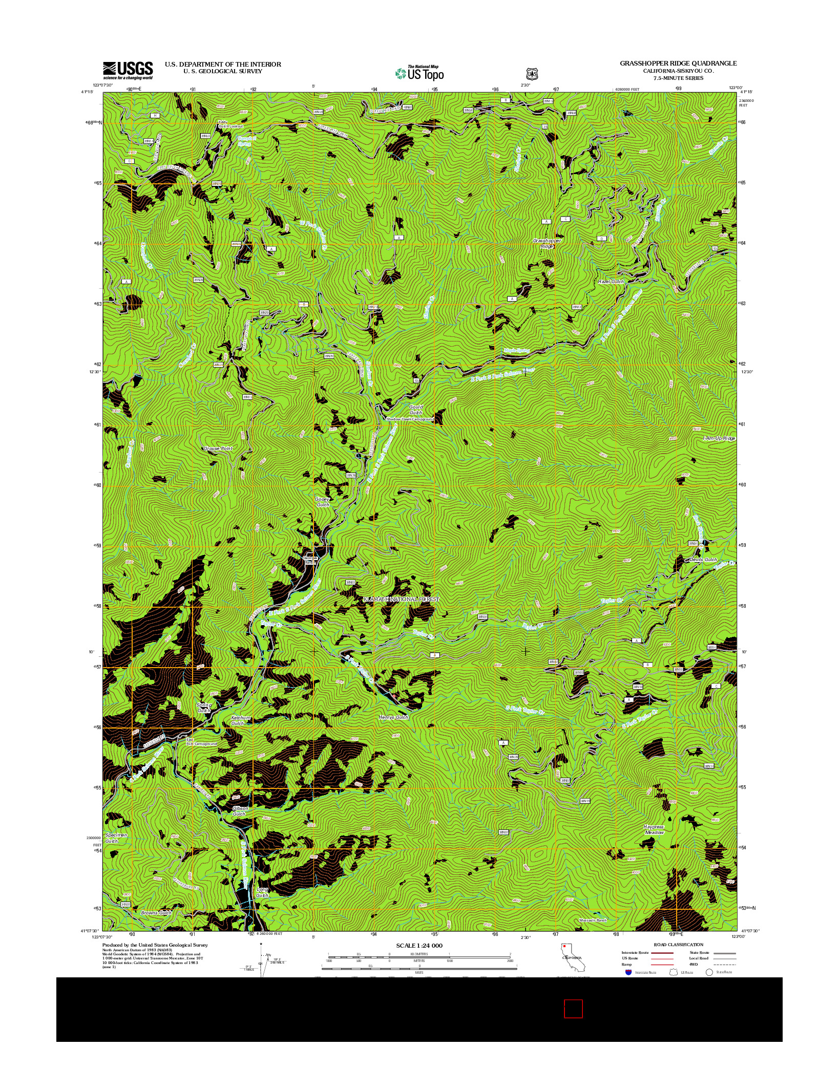 USGS US TOPO 7.5-MINUTE MAP FOR GRASSHOPPER RIDGE, CA 2012