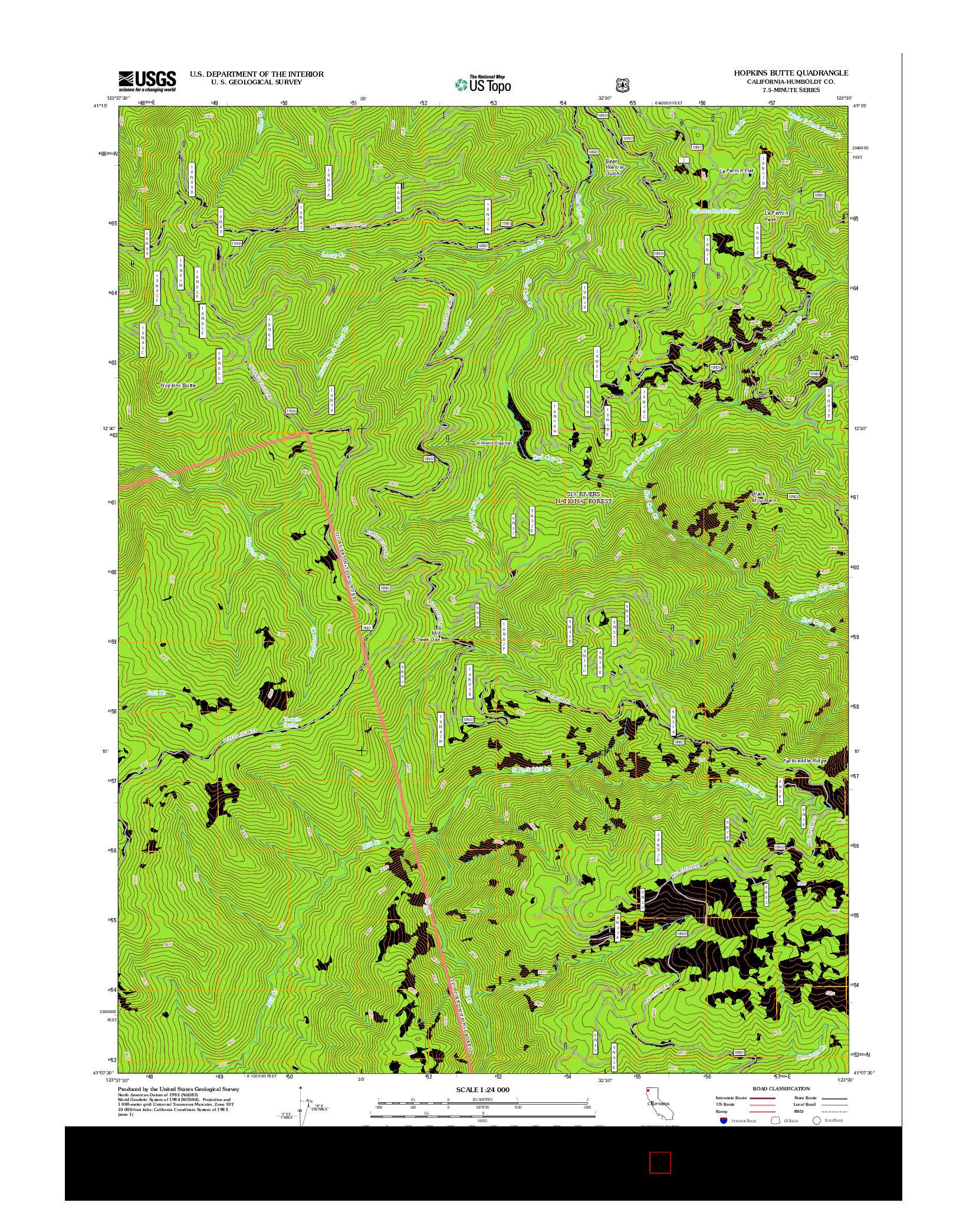 USGS US TOPO 7.5-MINUTE MAP FOR HOPKINS BUTTE, CA 2012