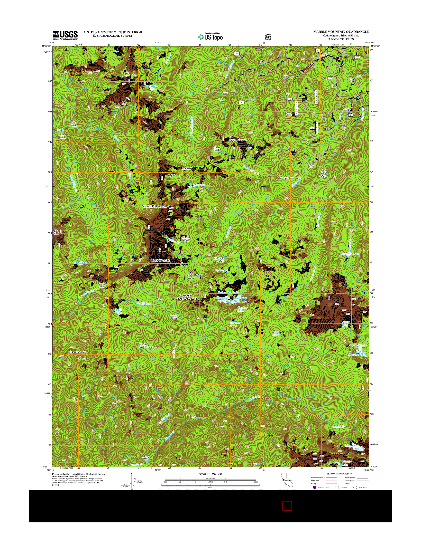 USGS US TOPO 7.5-MINUTE MAP FOR MARBLE MOUNTAIN, CA 2012